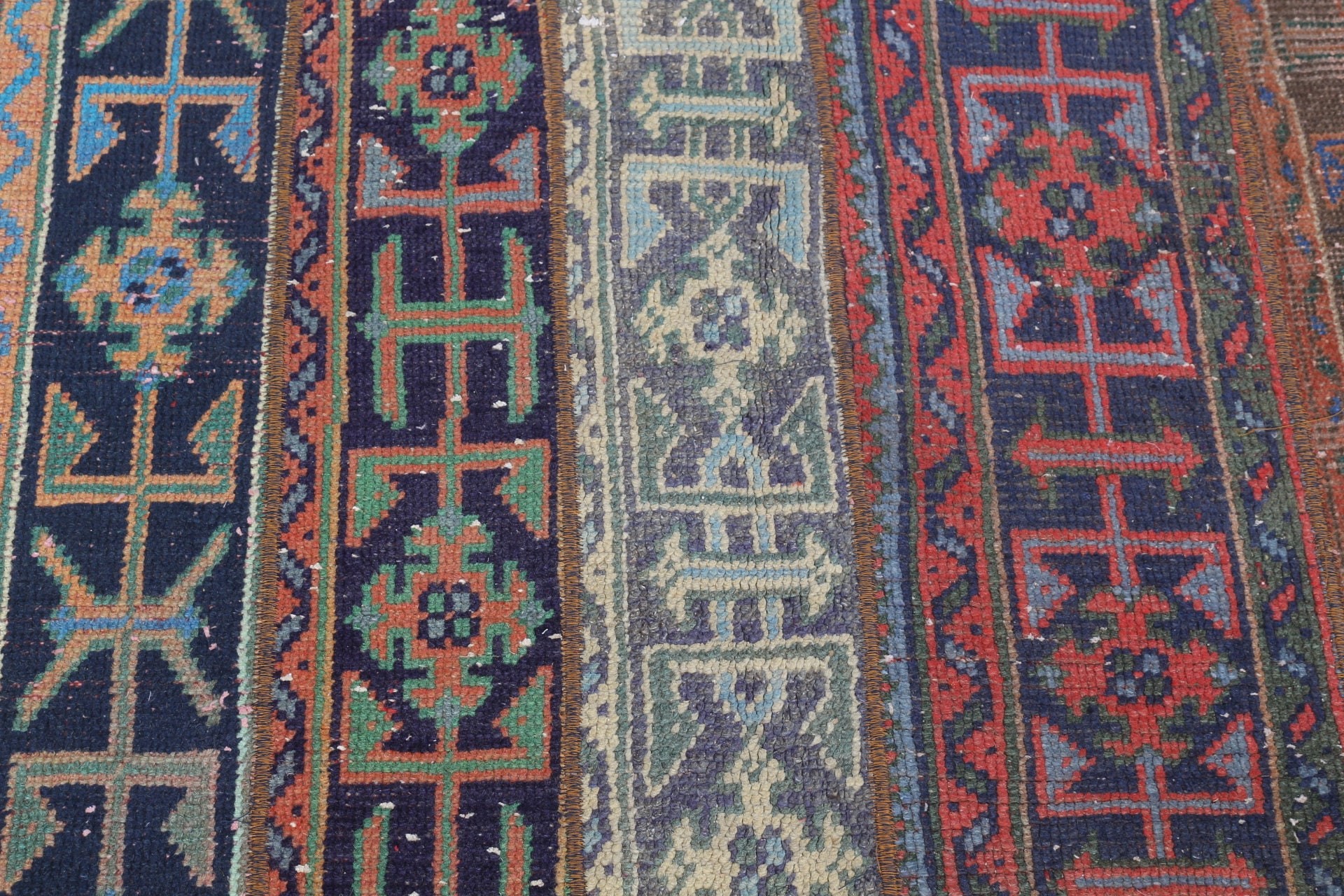 Blue Antique Rug, 2.6x10.4 ft Runner Rug, Turkish Rug, Stair Rug, Oushak Rugs, Vintage Rugs, Tribal Rugs, Corridor Rugs, Anatolian Rug
