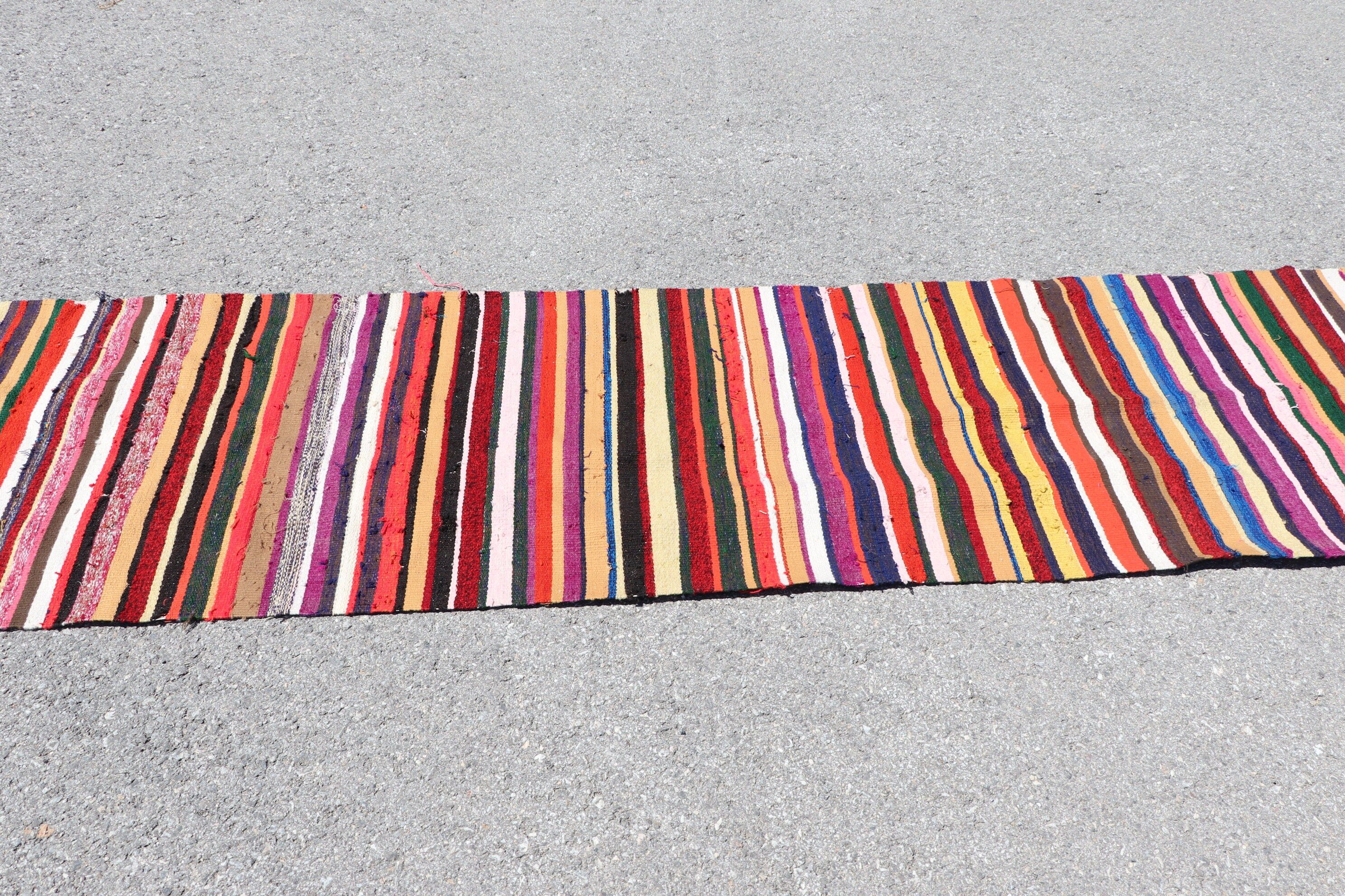 Kilim, Wool Rug, Rugs for Kitchen, Hallway Rug, Floor Rugs, Vintage Rugs, Rainbow Floor Rug, Turkish Rug, Aztec Rug, 2.3x9.2 ft Runner Rugs