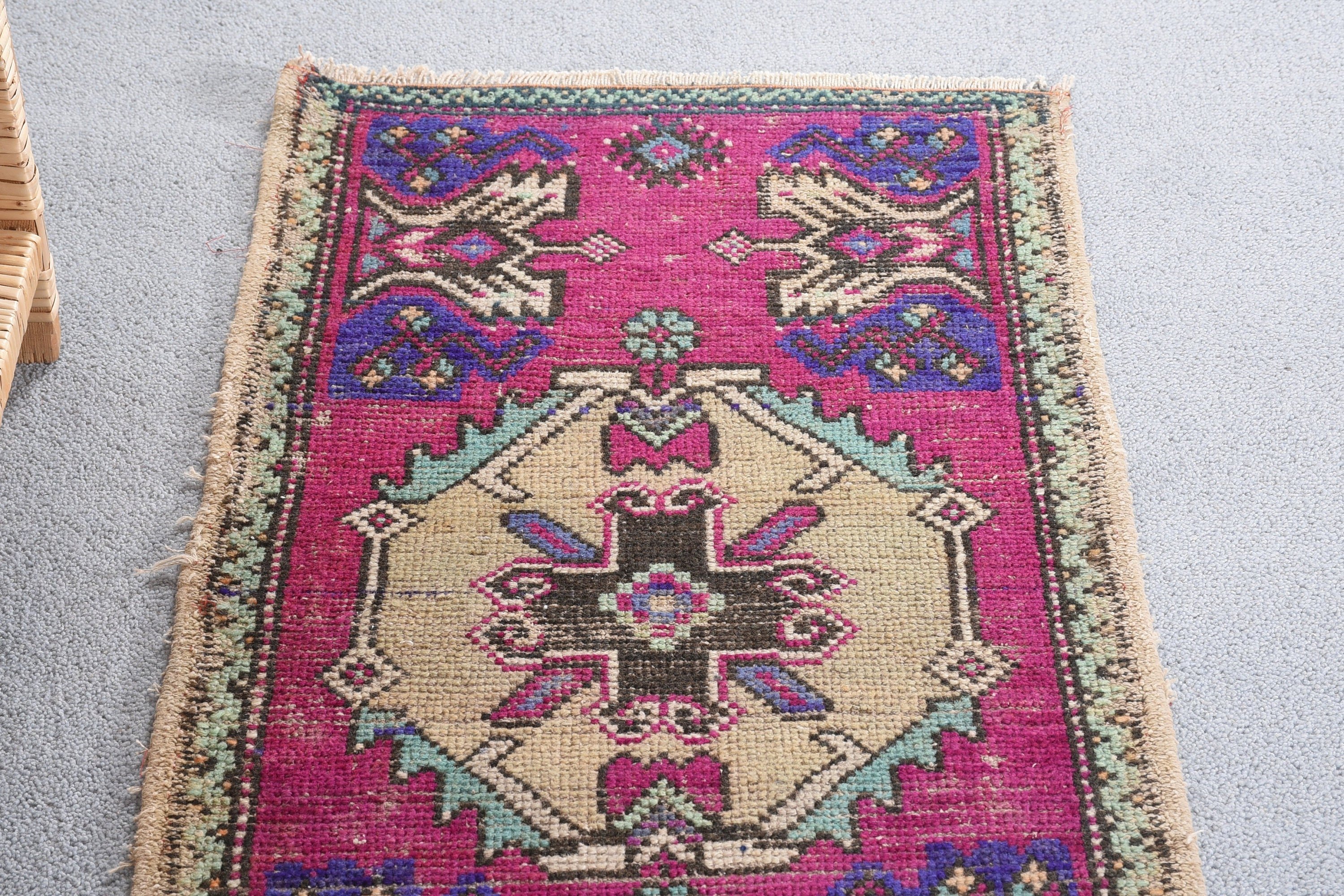 Bathroom Rugs, Dorm Rug, Pink Oriental Rug, Bedroom Rug, Kitchen Rug, Turkish Rug, Vintage Rug, 1.6x3.1 ft Small Rug, Art Rug