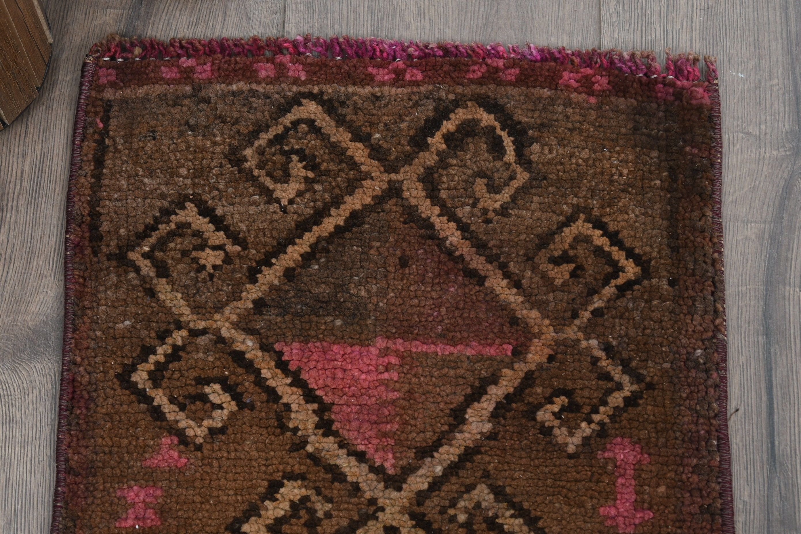 Kitchen Rug, Vintage Rug, Bedroom Rug, Turkish Rugs, Brown Antique Rug, 1.2x2.4 ft Small Rug, Retro Rug, Door Mat Rugs, Wool Rugs, Boho Rug