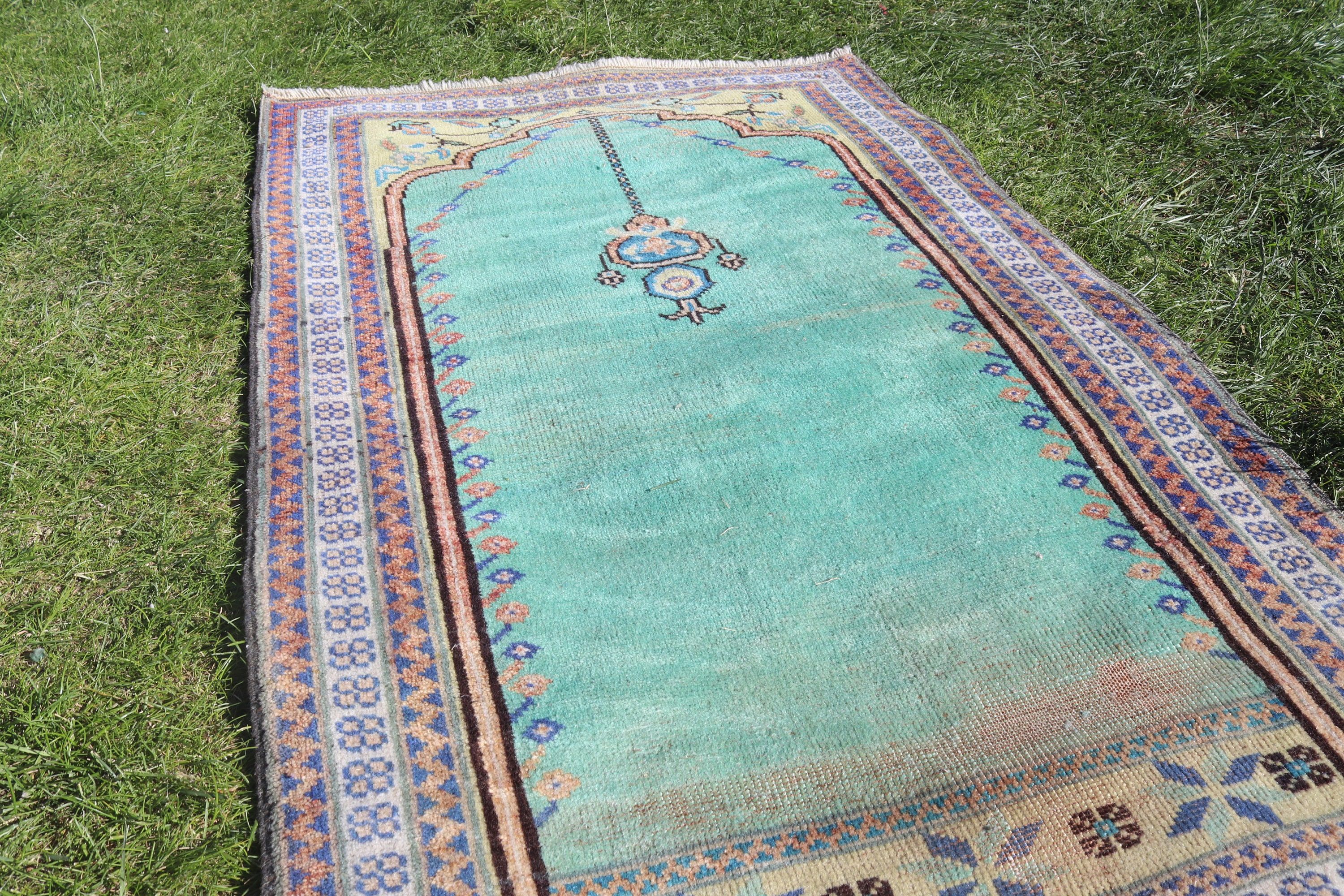 Rugs for Bath, Kitchen Rug, Home Decor Rugs, Turkish Rug, Small Boho Rug, 2.4x3.7 ft Small Rug, Green Cool Rug, Vintage Rug