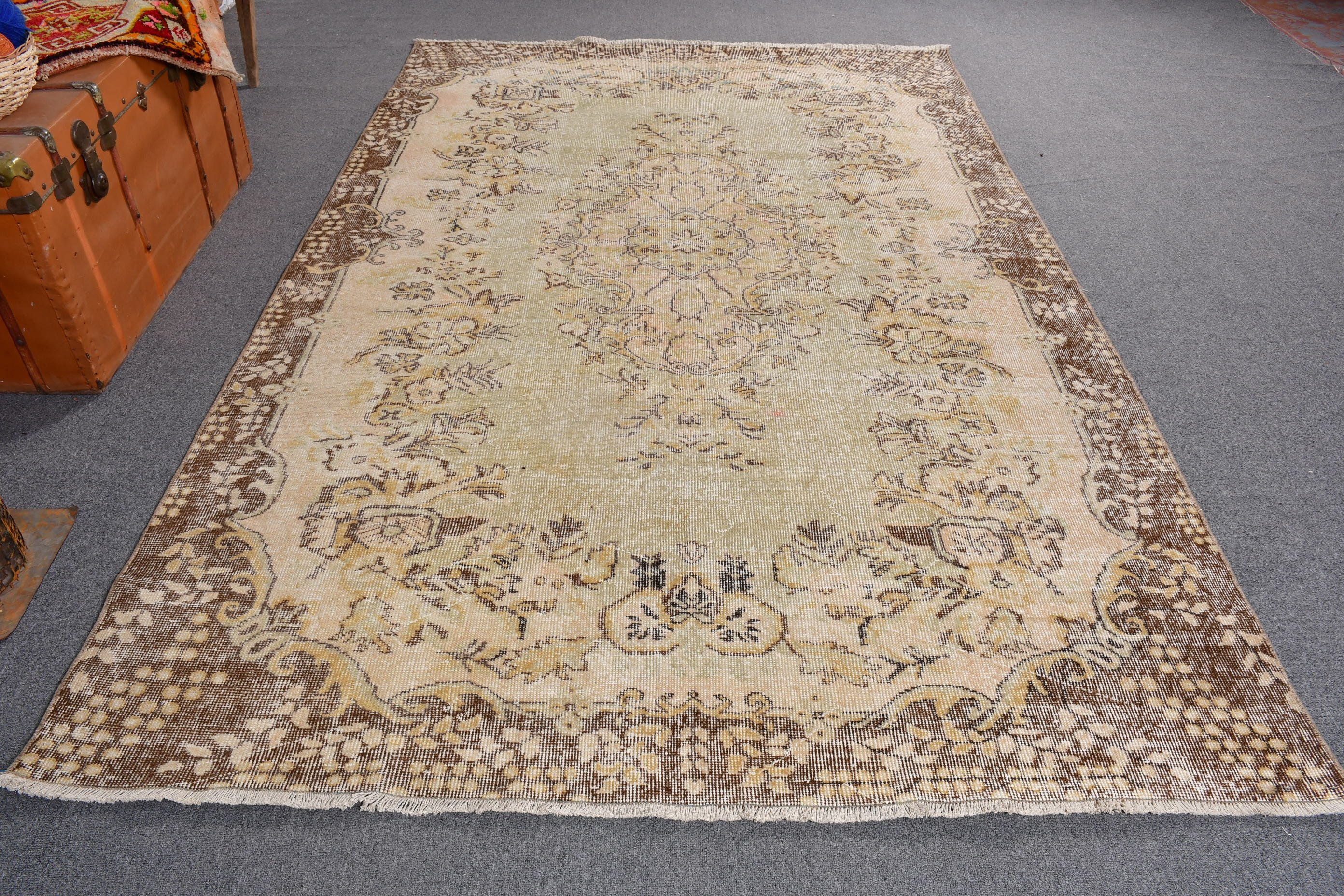 Moroccan Rug, Bedroom Rug, Turkish Rug, Wool Rugs, Rugs for Bedroom, Large Vintage Rug, Vintage Rug, 5.9x9.4 ft Large Rugs, Beige Boho Rug