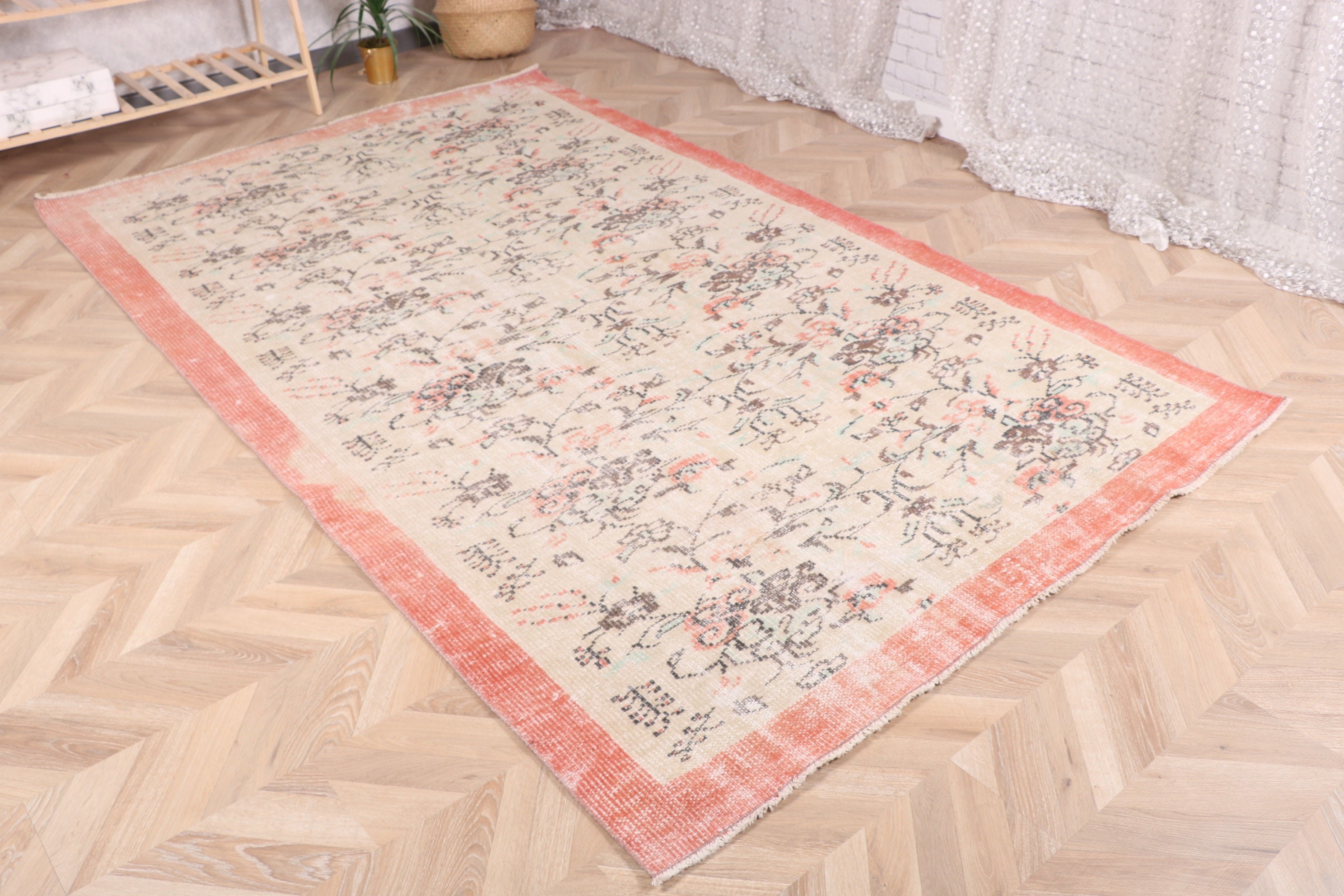 5.3x8.8 ft Büyük Halı, Vintage Halılar, Yemek Odası Halısı, Havalı Halı, Bej Antika Halı, Oturma Odası Halıları, Nötr Halı, Türk Halıları, Boho Halısı