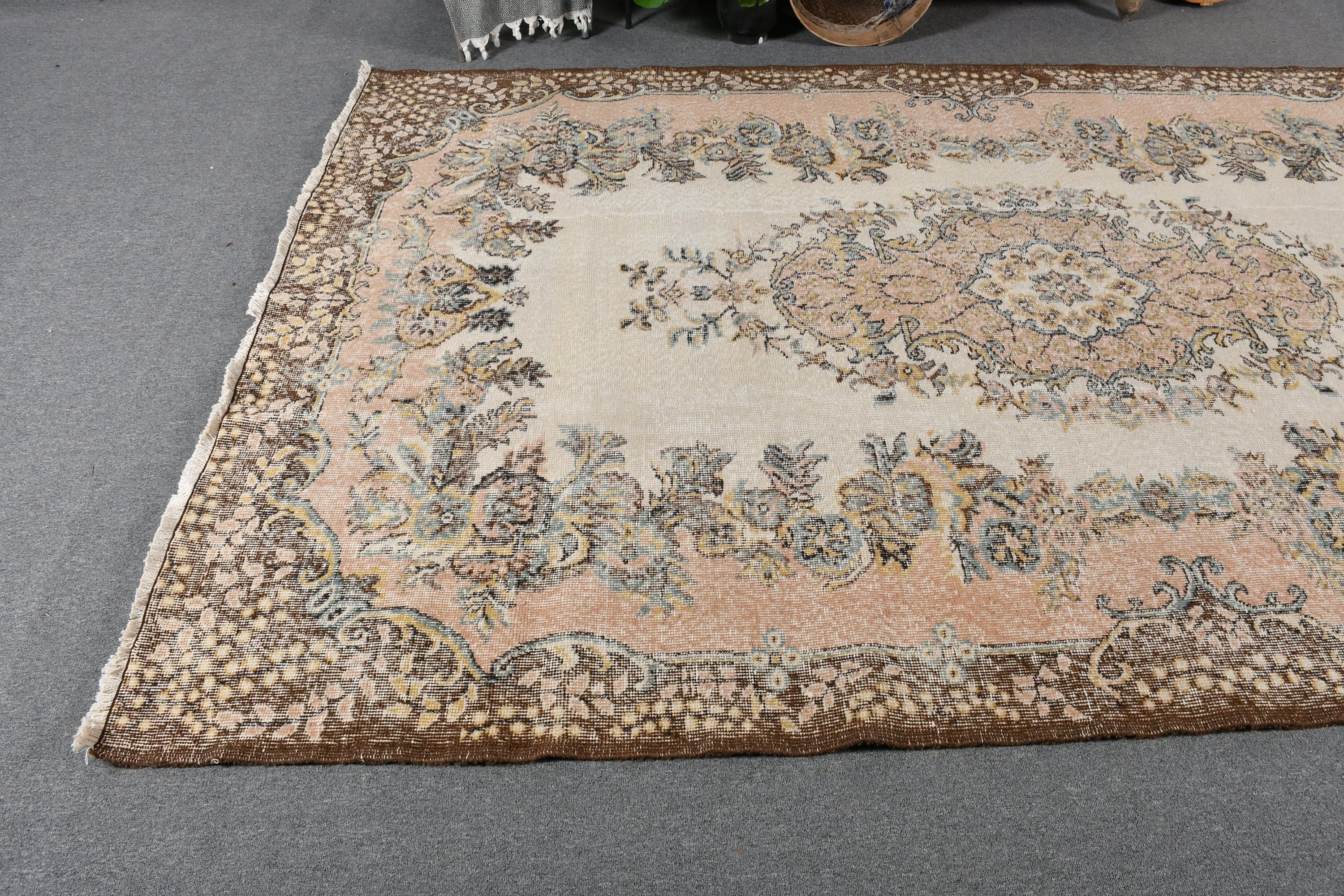 Living Room Rug, Moroccan Rugs, Floor Rug, Turkish Rug, Decorative Rug, Brown Bedroom Rugs, Vintage Rug, Salon Rugs, 6.2x9.9 ft Large Rugs