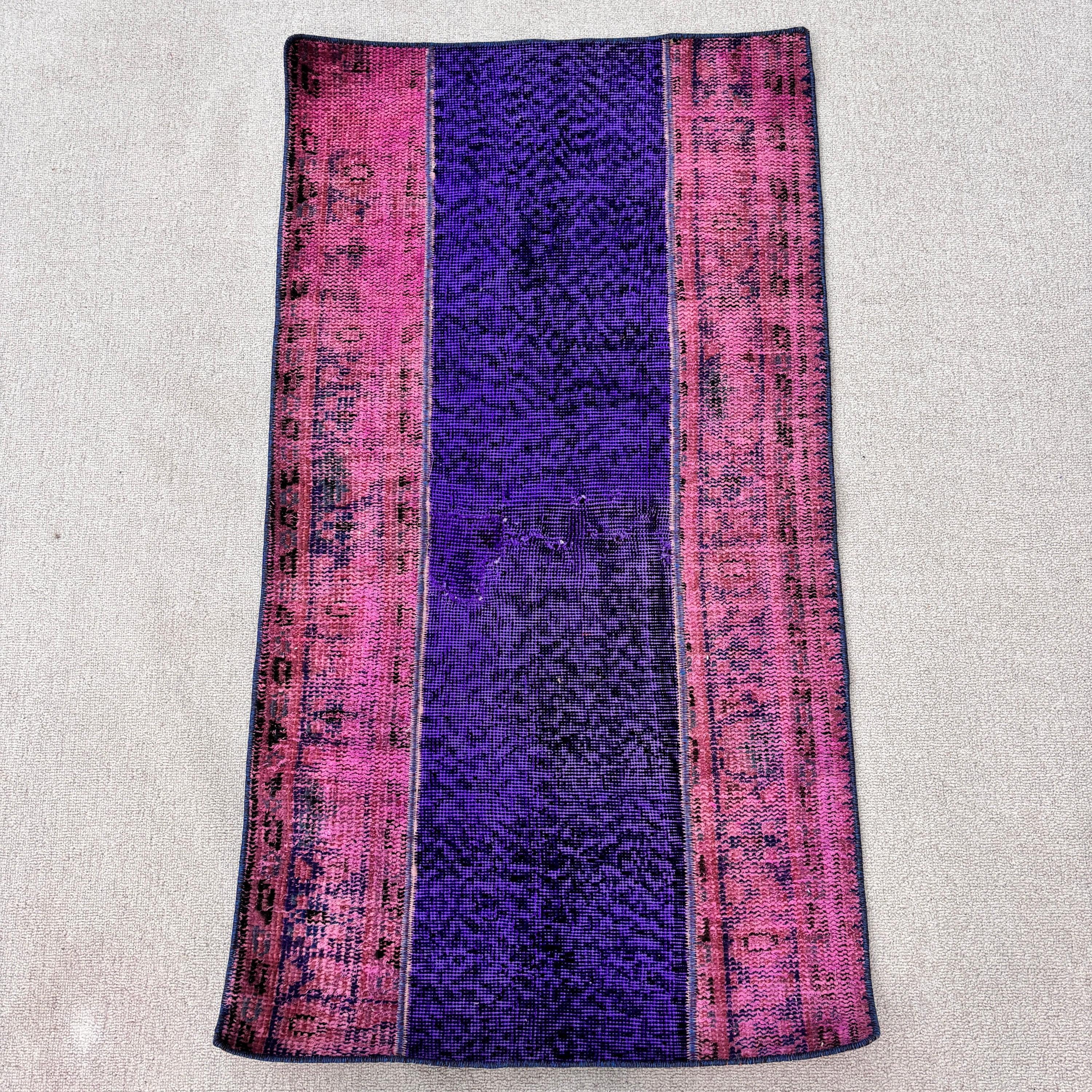 Pembe Oryantal Halılar, 2.1x3.9 ft Küçük Halılar, Türk Halıları, Yün Halılar, Duvara Asılı Halılar, Vintage Halı, Çocuk Halıları, Boho Halı, El Dokuma Halılar