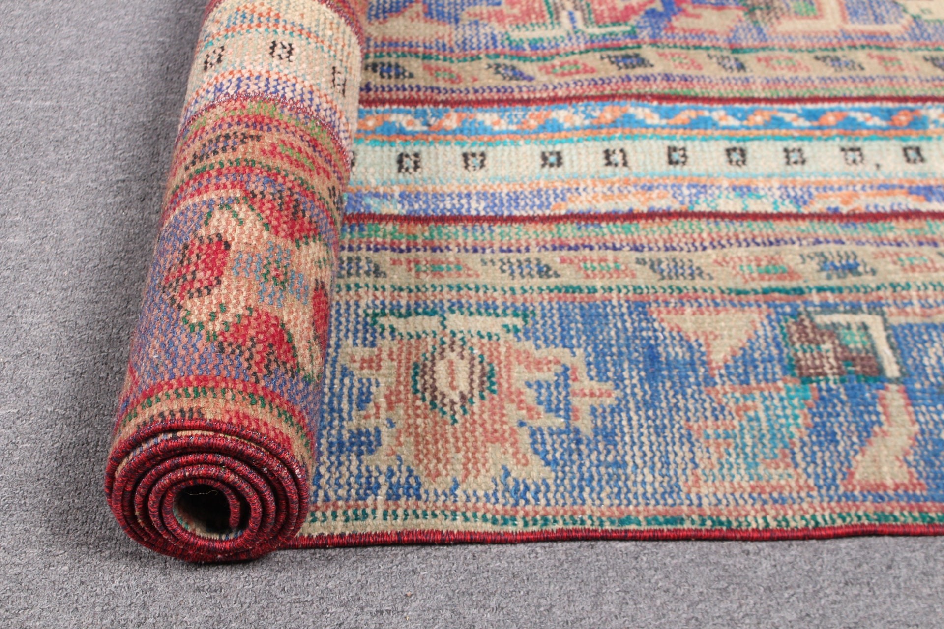 Antique Rugs, Kitchen Rug, Oriental Rugs, Rugs for Hallway, Vintage Rug, Blue Wool Rug, 2.3x7.9 ft Runner Rugs, Dorm Rug, Turkish Rug