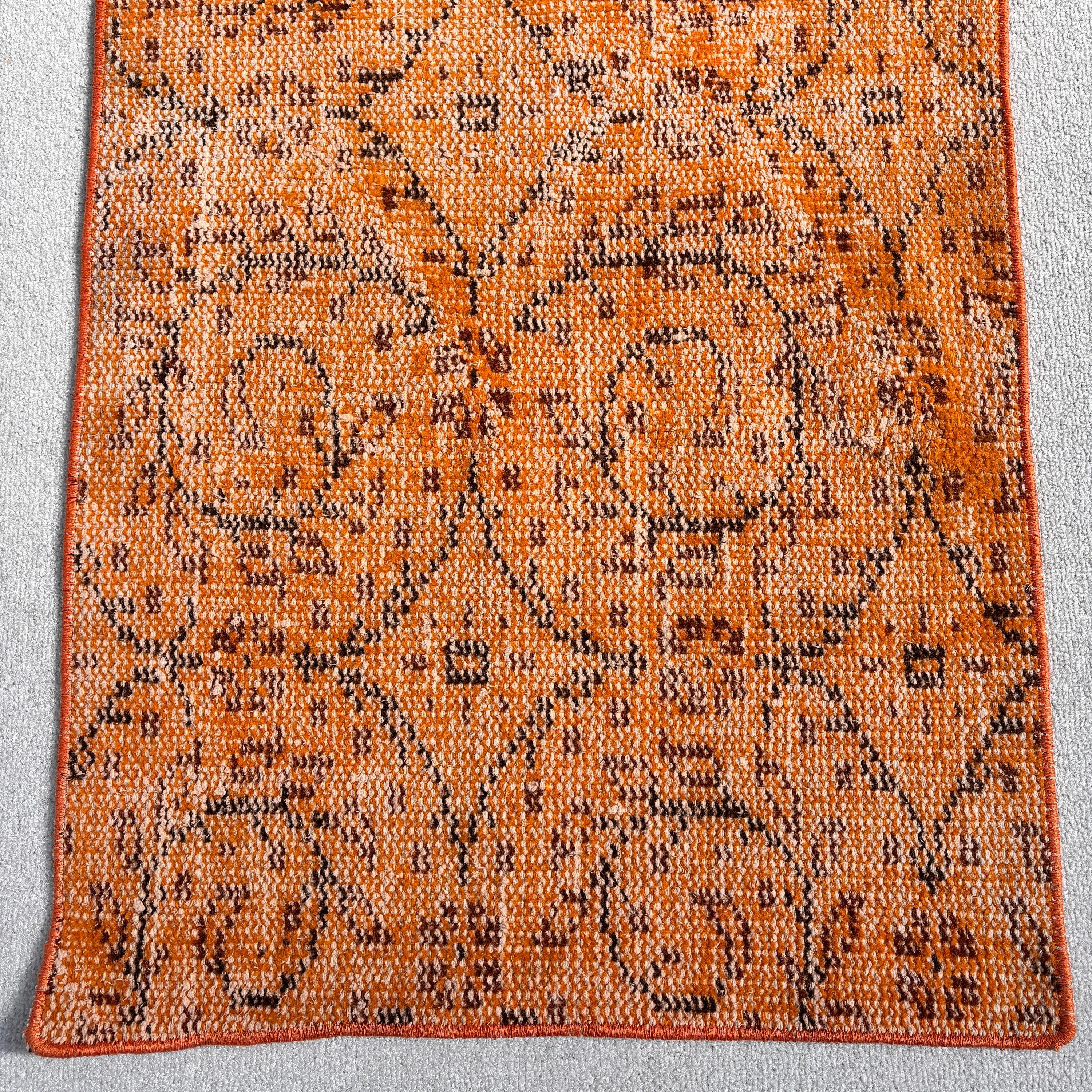 Wool Rug, Vintage Rugs, Orange Luxury Rug, 1.9x3.5 ft Small Rug, Bedroom Rug, Nursery Rug, Floor Rugs, Oriental Rugs, Turkish Rugs