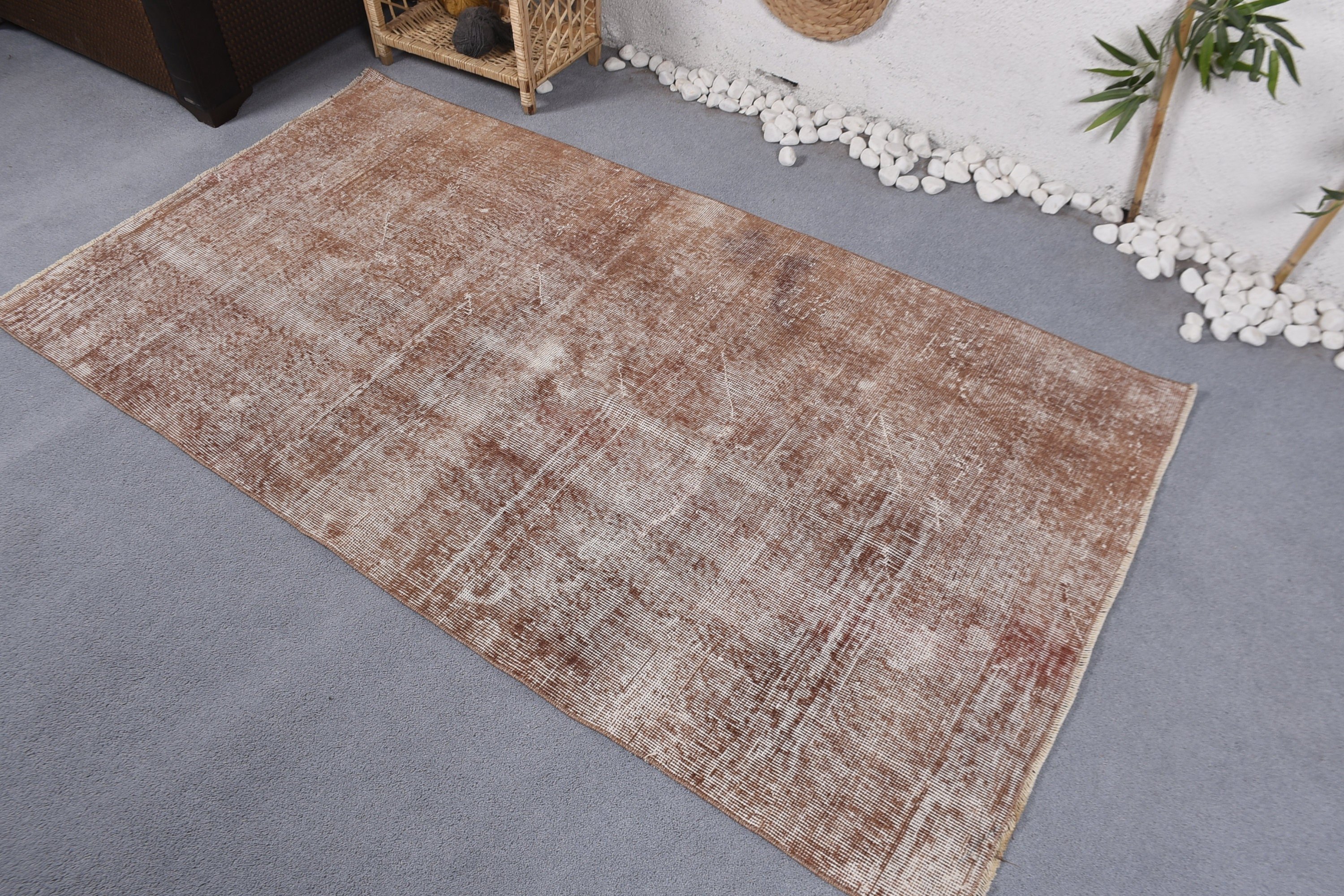 Rugs for Entry, Bedroom Rug, Turkish Rug, Brown  3.6x6.6 ft Accent Rug, Vintage Rug, Antique Rug, Kitchen Rugs, Nursery Rug