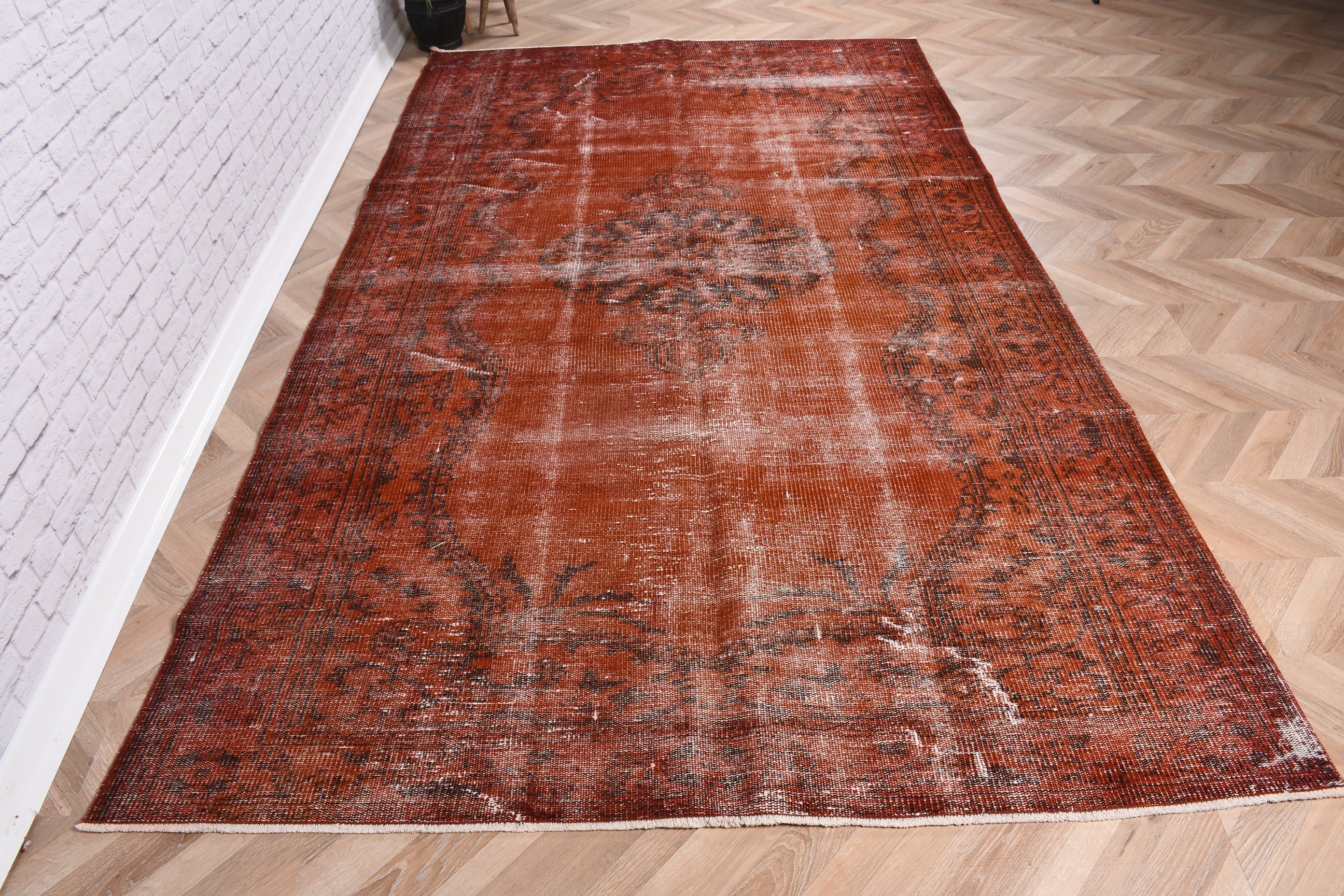 Large Vintage Rug, 5.4x9.5 ft Large Rugs, Vintage Decor Rugs, Turkish Rugs, Vintage Rug, Bedroom Rug, Orange Statement Rugs, Antique Rug