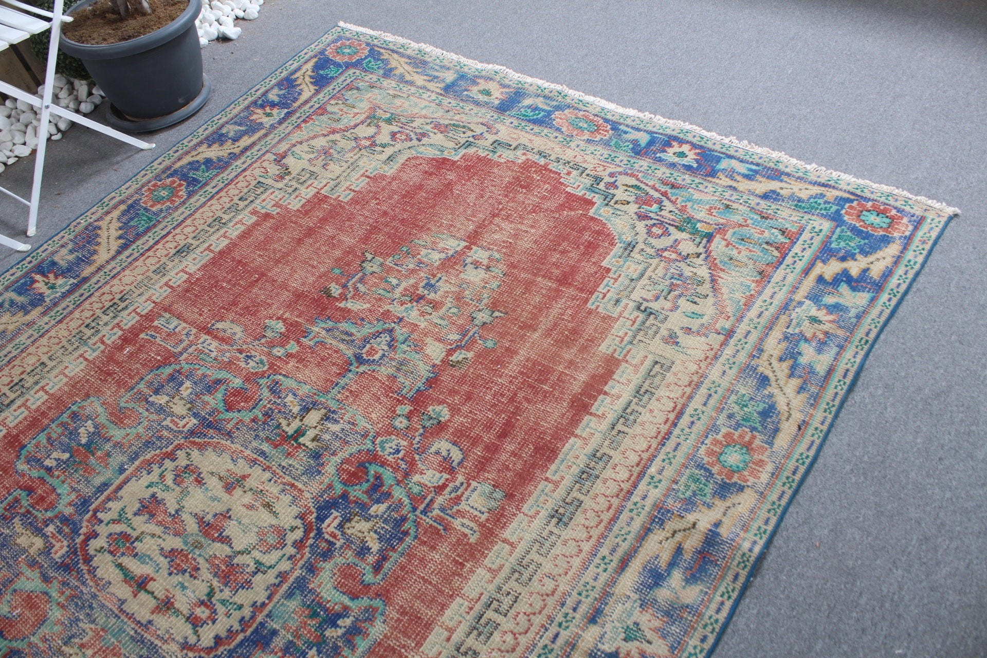 Salon Rugs, Anatolian Rug, Turkish Rug, Bedroom Rug, Red Wool Rugs, Kitchen Rug, Rugs for Dining Room, Vintage Rug, 6.2x8.7 ft Large Rug