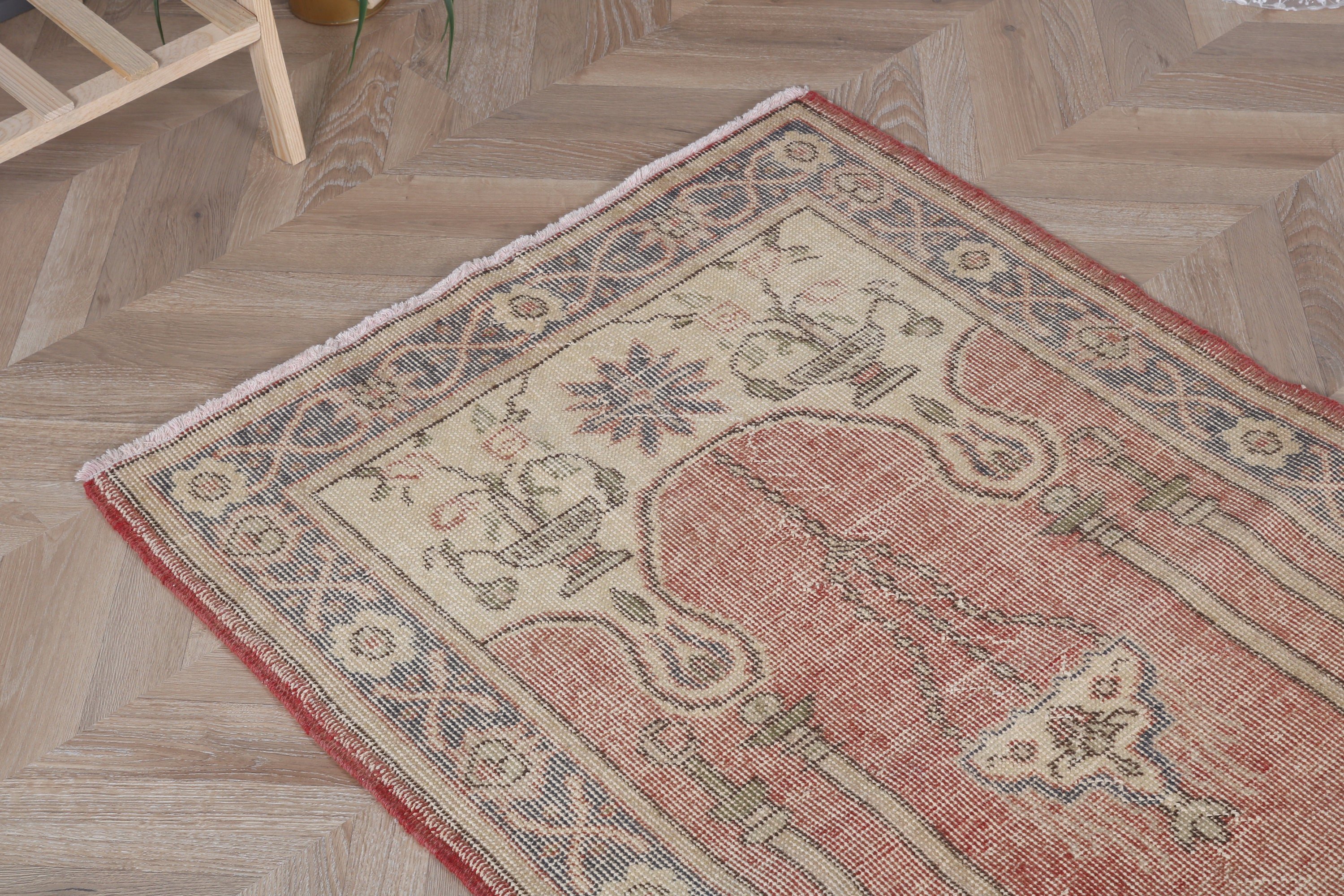 Aesthetic Rug, Oriental Rug, Geometric Rug, Bedroom Rugs, 2.6x4.1 ft Small Rugs, Turkish Rug, Car Mat Rugs, Vintage Rugs, Pink Neutral Rug