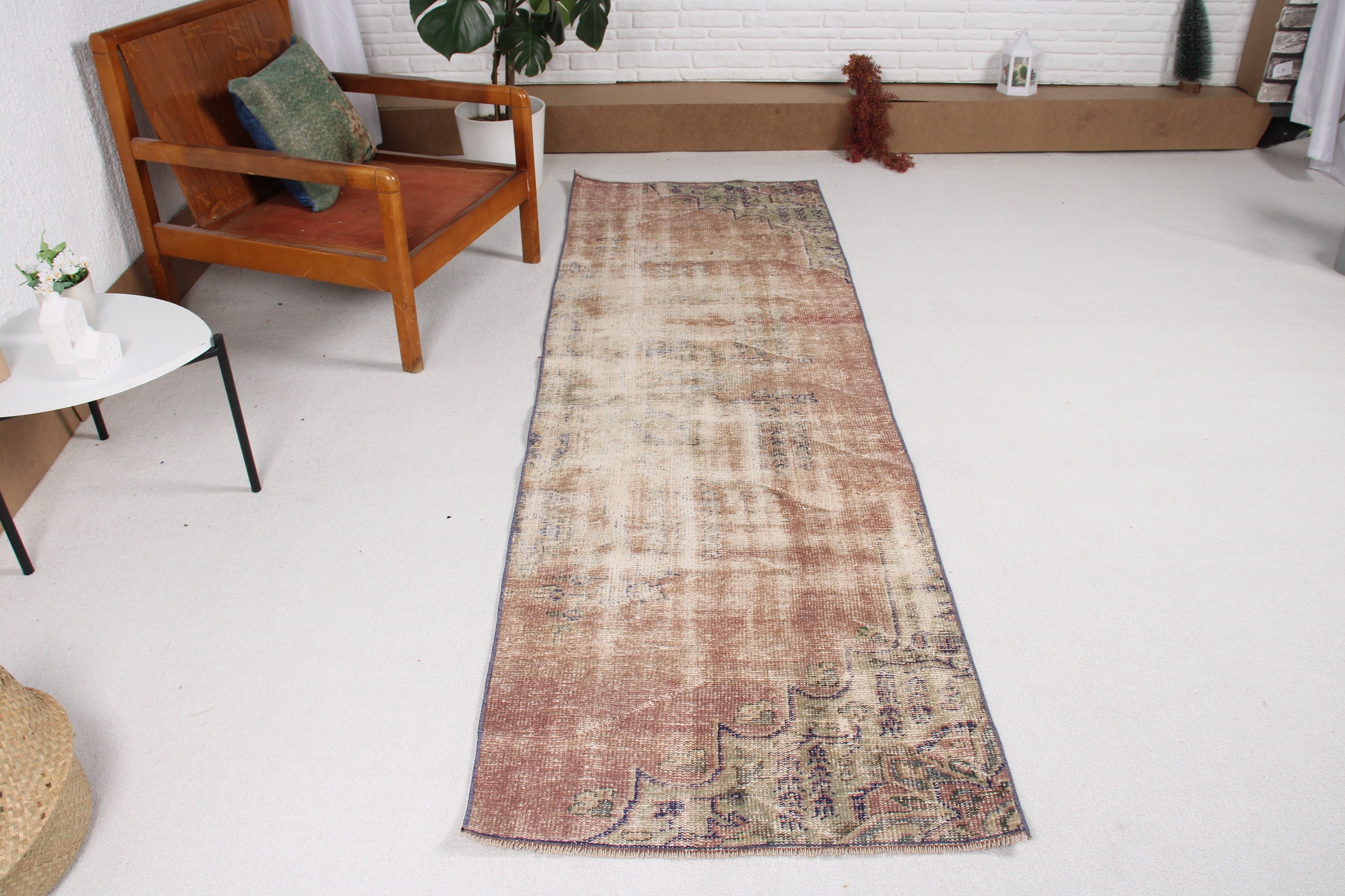 Oushak Halı, Merdiven Halısı, Vintage Yolluk Halıları, Oryantal Halılar, Vintage Halı, Yer Halısı, Mor 2.6x8.2 ft Runner Halısı, Türk Halısı