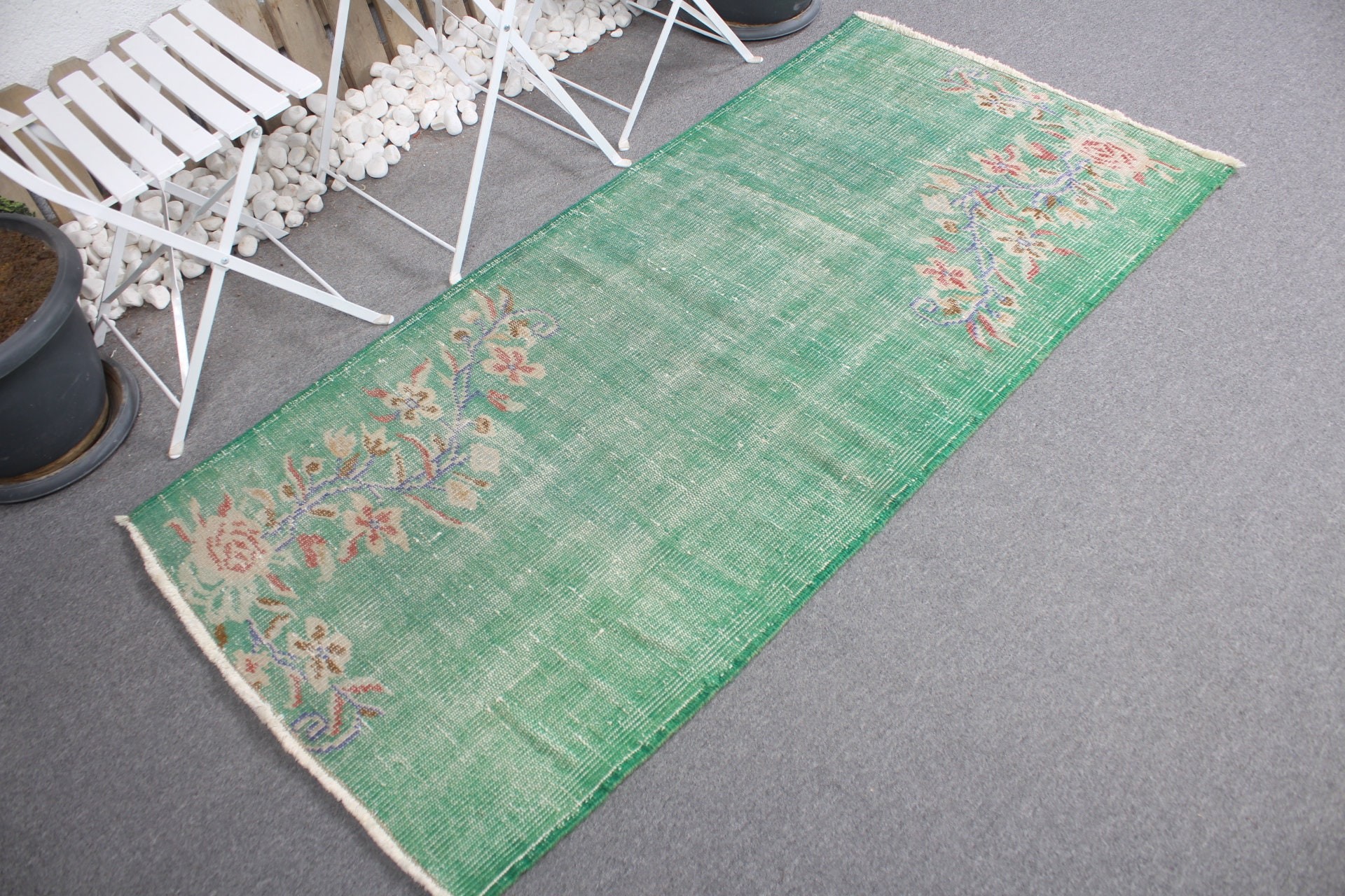 Green Kitchen Rug, Bedroom Rugs, Art Rugs, Vintage Rug, Turkish Rugs, Rugs for Kitchen, Oushak Rug, 2.9x6.2 ft Accent Rugs