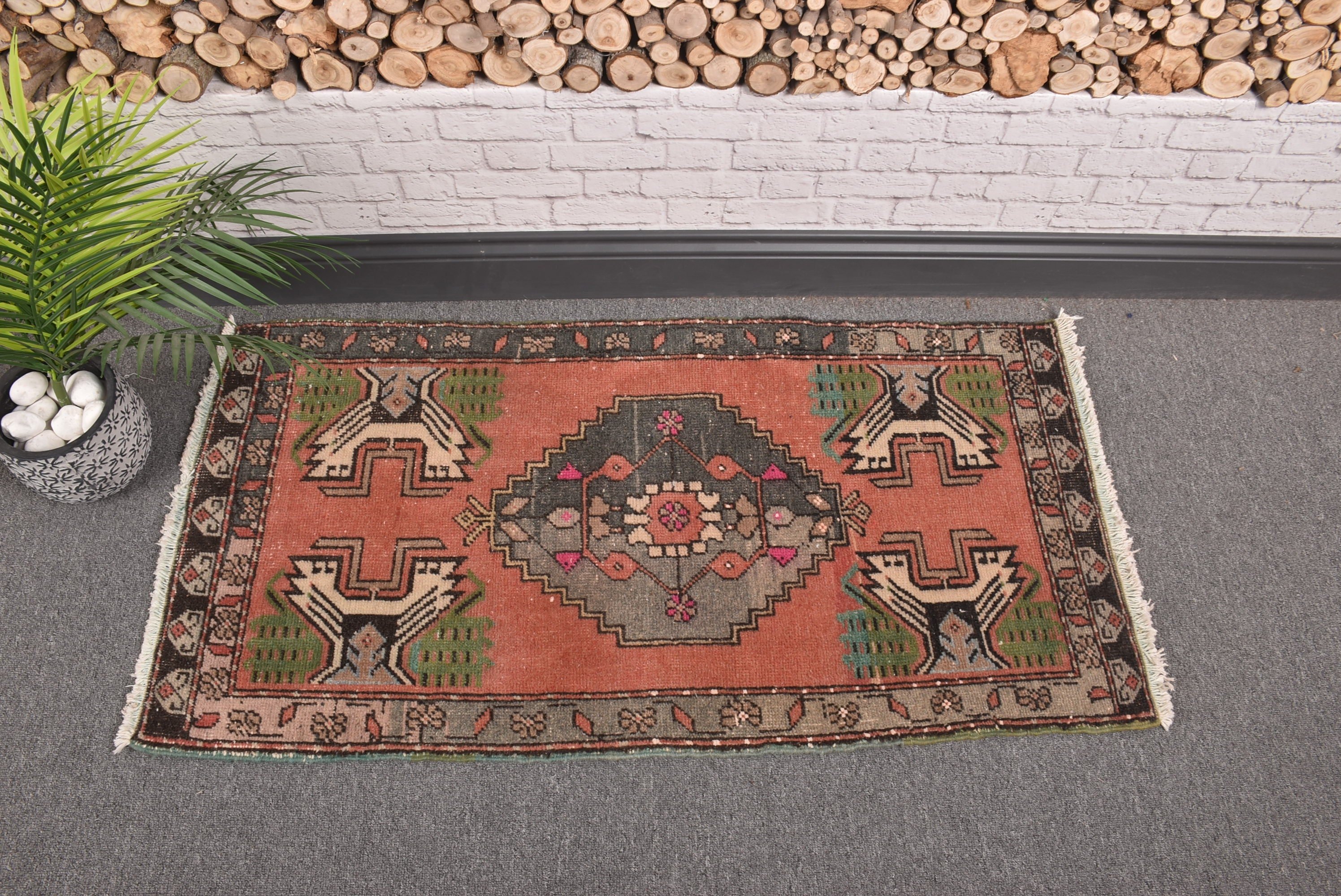 Küçük Vintage Halı, Türk Halısı, Fas Halıları, Paspas Halıları, Aztek Halısı, 1.8x3.6 ft Küçük Halı, Vintage Halı, Lüks Halılar, Gri Oryantal Halılar