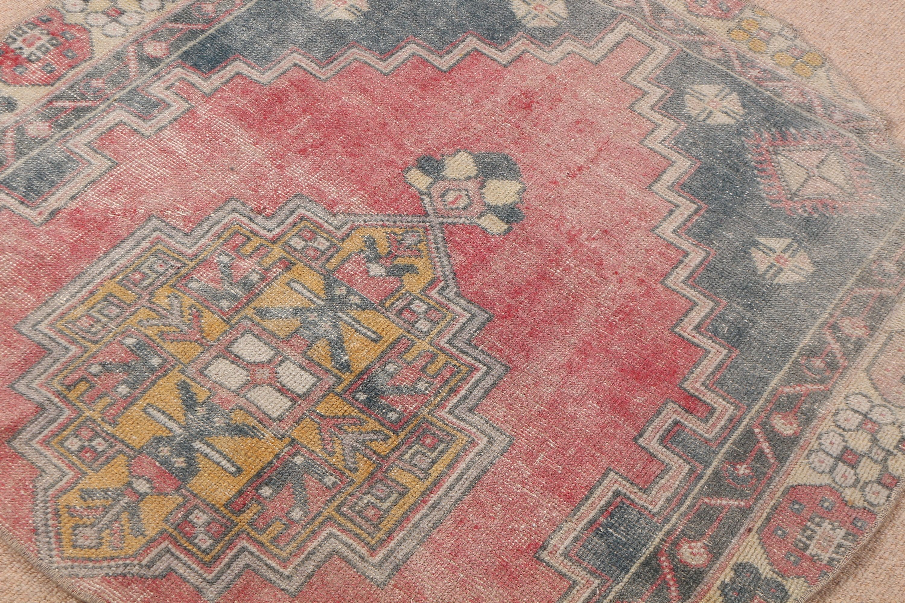Old Rug, Turkish Rugs, Vintage Rug, Rugs for Nursery, Bedroom Rugs, Home Decor Rug, Kitchen Rugs, Pink  3.4x3.3 ft Small Rug