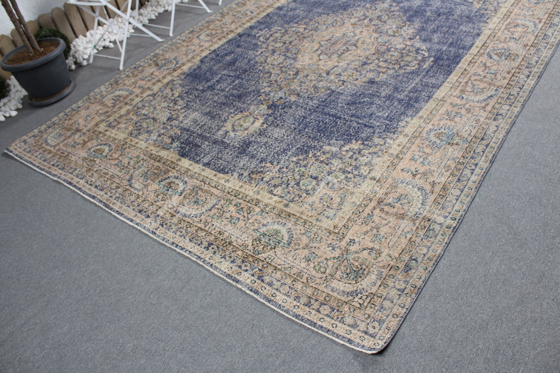 Blue Kitchen Rug, Living Room Rug, Turkish Rugs, Office Rug, Oushak Rug, Vintage Rugs, 7.8x10.9 ft Oversize Rugs, Saloon Rug