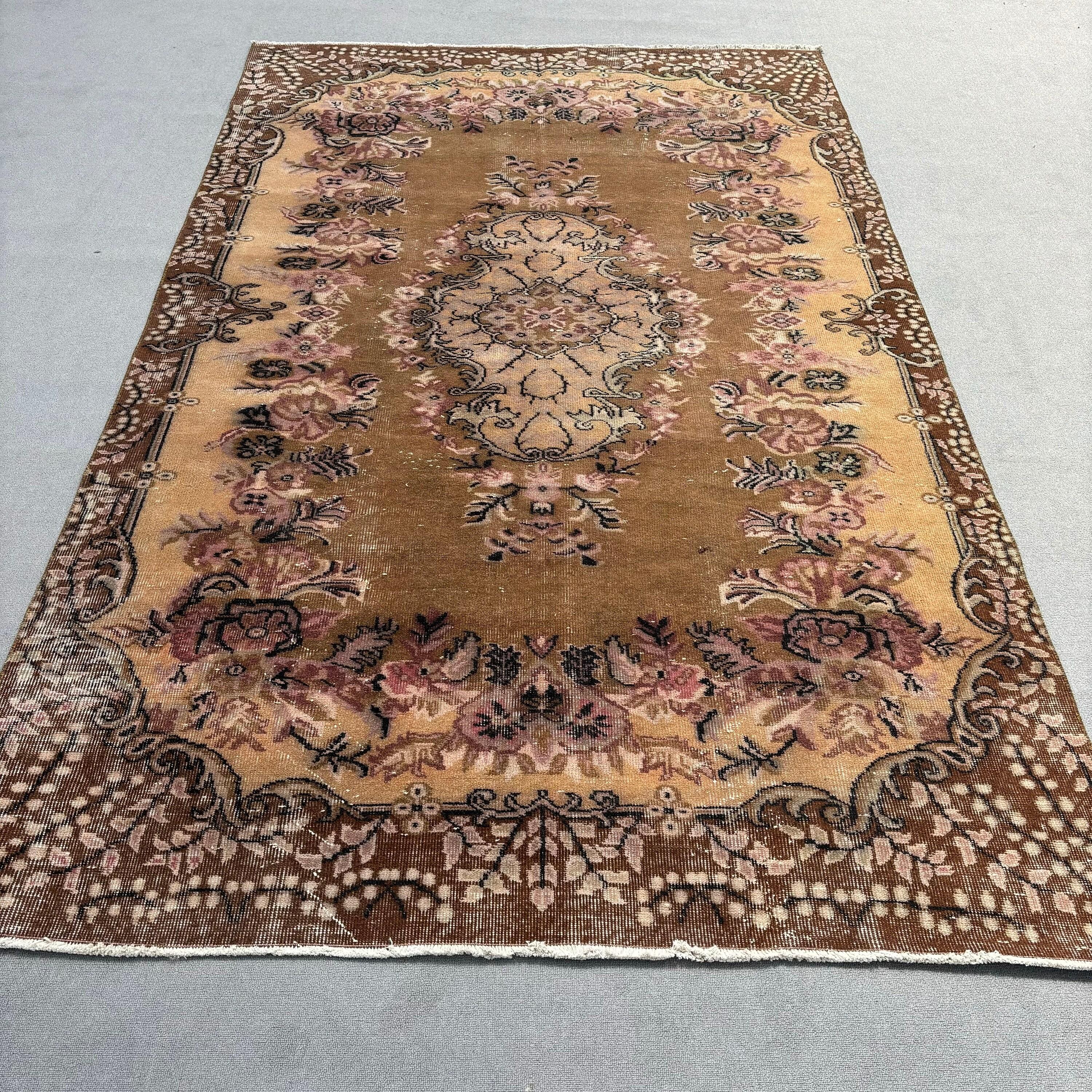 Bronze Home Decor Rug, Office Rugs, Wool Rugs, Turkish Rug, Anatolian Rug, Vintage Rug, Bedroom Rug, 5.7x9.3 ft Large Rugs, Dining Room Rug