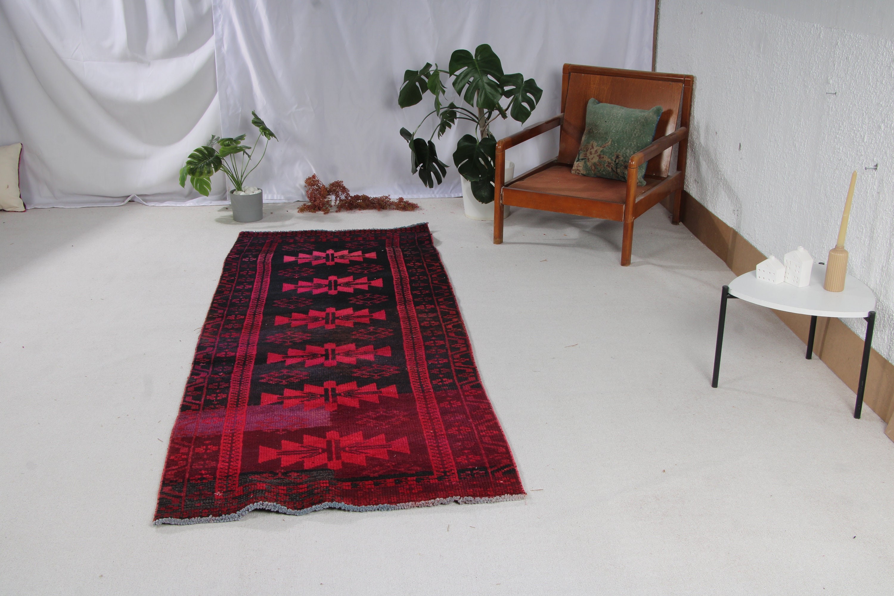 Koridor Halısı, 3.2x8.3 ft Yolluk Halıları, Vintage Yolluk Halısı, Açıklama Halıları, El Dokuma Halıları, Türk Halısı, Kırmızı Anadolu Halısı, Vintage Halılar