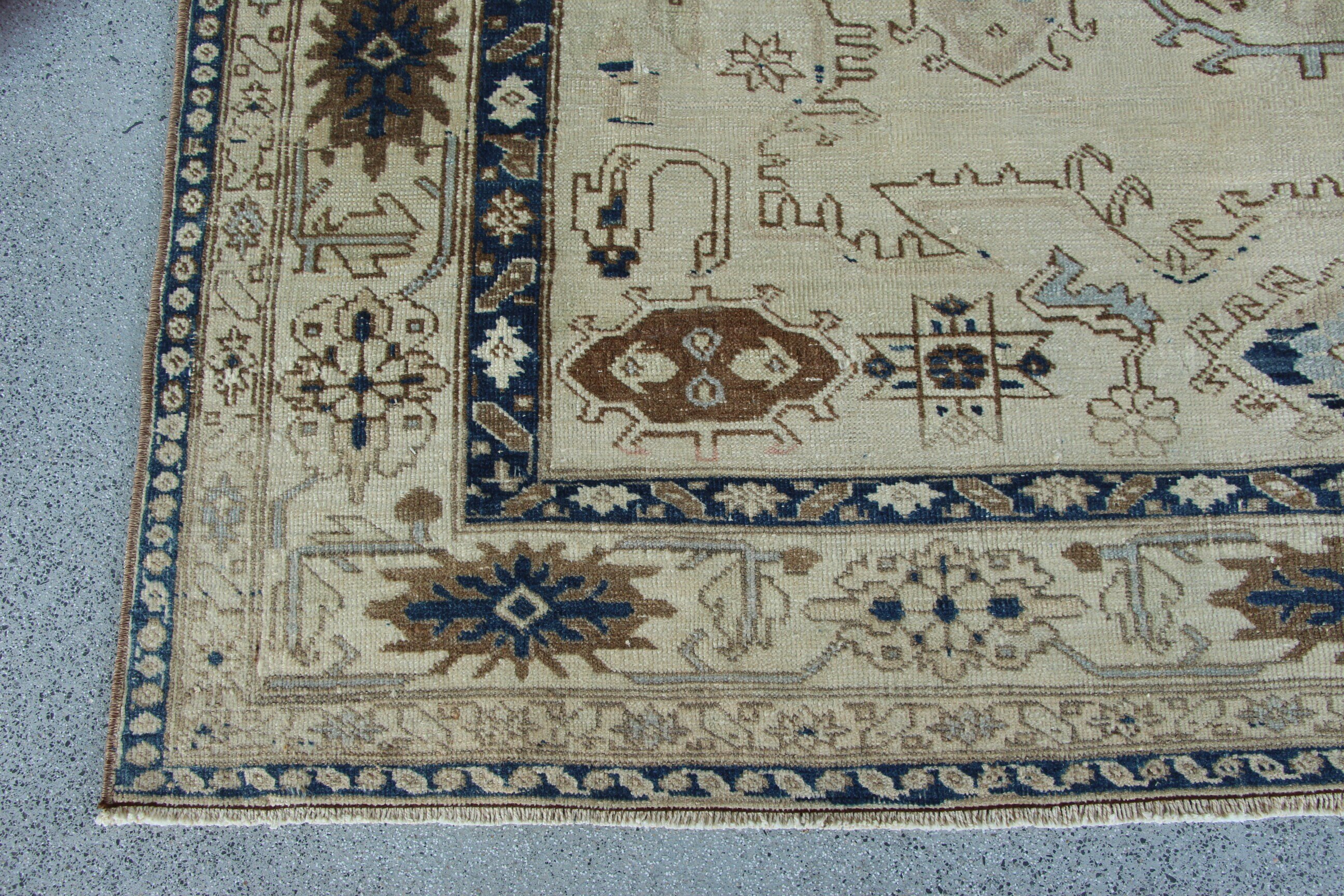 Boho Halı, Bej Yün Halı, Anadolu Halısı, Oturma Odası Halısı, Türk Halısı, Açıklama Halıları, 6.2x9.8 ft Büyük Halı, Vintage Halı, Büyük Oushak Halıları