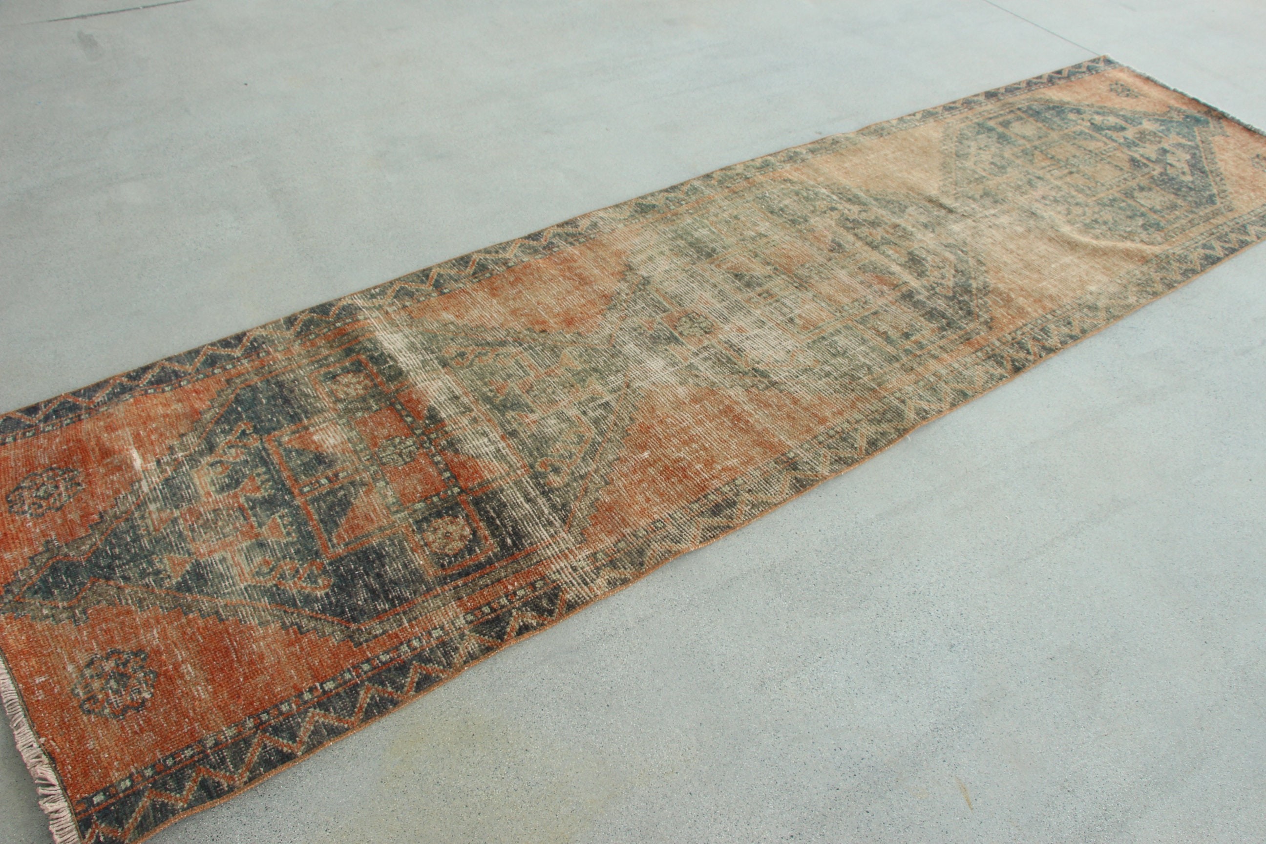 Boho Halı, Koridor Halıları, Türk Halıları, 3,1x11 ft Runner Halıları, Turuncu Düz Dokuma Halı, Bildiri Halısı, Vintage Halı, Koridor Halısı, Havalı Halılar