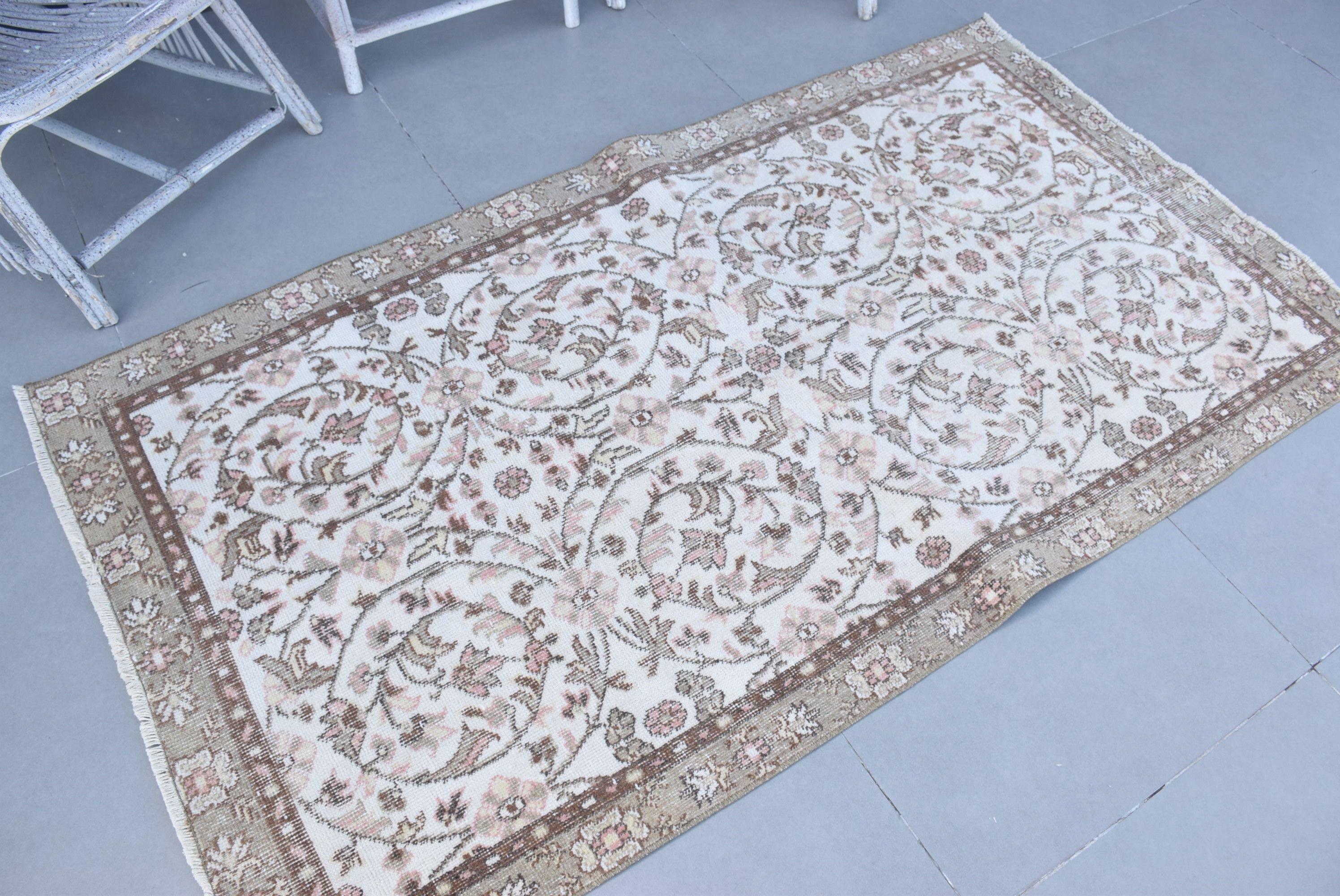 Giriş Halıları, Türk Halısı, Soluk Halılar, Mutfak Halıları, Yatak Odası Halısı, Kahverengi Ev Dekor Halısı, Oryantal Halılar, Vintage Halılar, 3,5x6,4 ft Vurgulu Halı