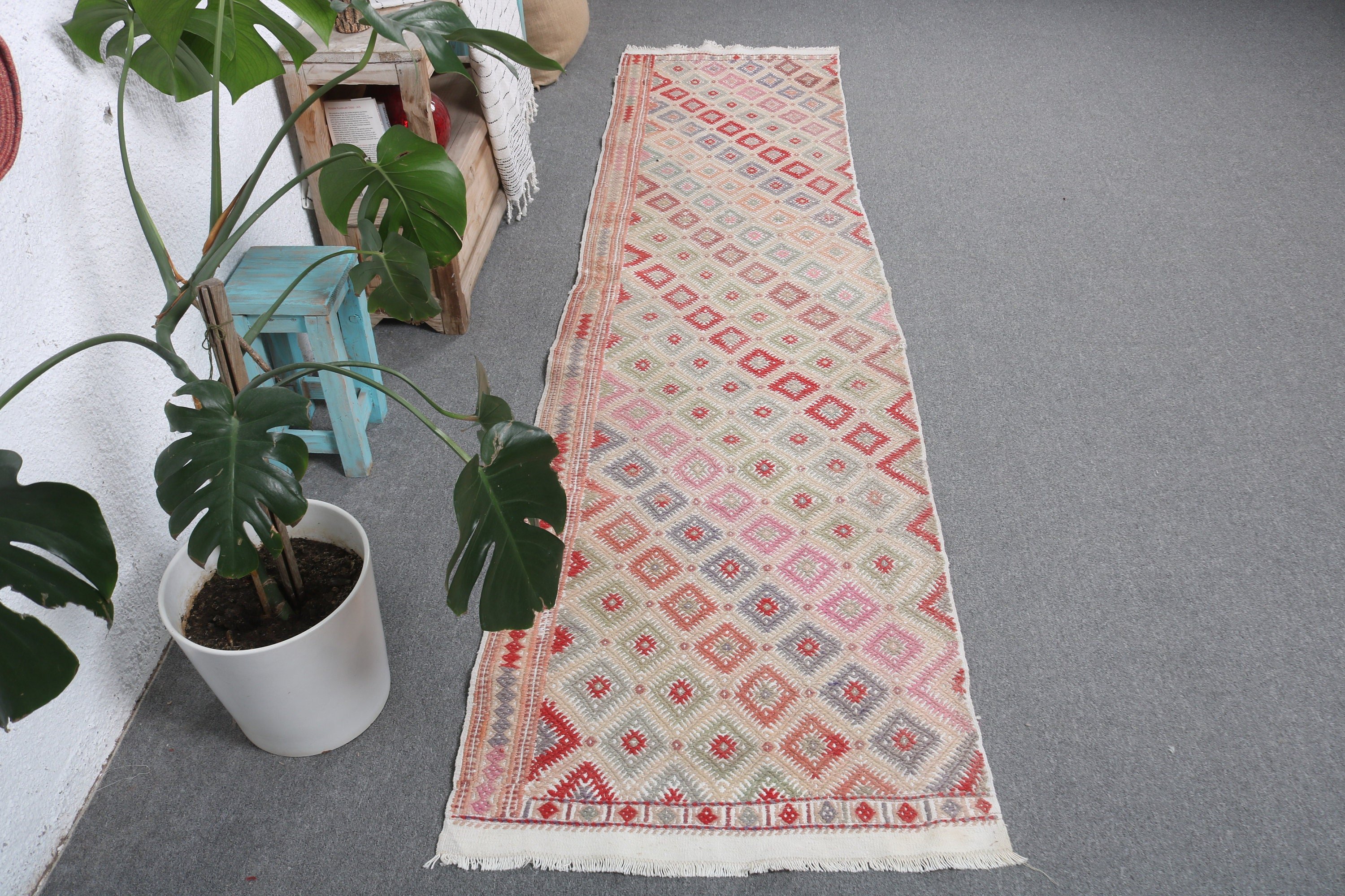 Türk Halıları, Beni Ourain Yolluk Halıları, Modern Halı, 2.4x9.3 ft Koşucu Halıları, Turuncu Düz Dokuma Halılar, Vintage Halı, Kilim, Nötr Halılar