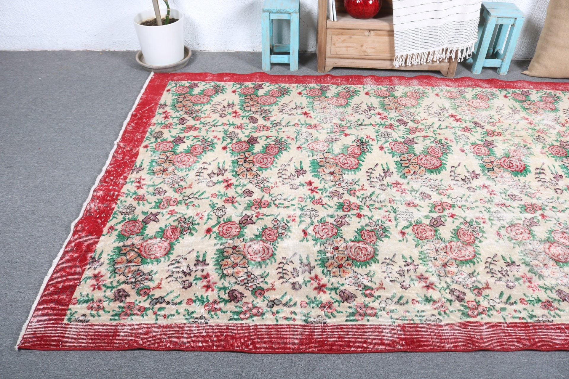 Living Room Rug, Vintage Rug, Oushak Rugs, Turkish Rug, Rugs for Dining Room, Antique Rug, Office Rugs, Bedroom Rugs, 5.6x8.8 ft Large Rug
