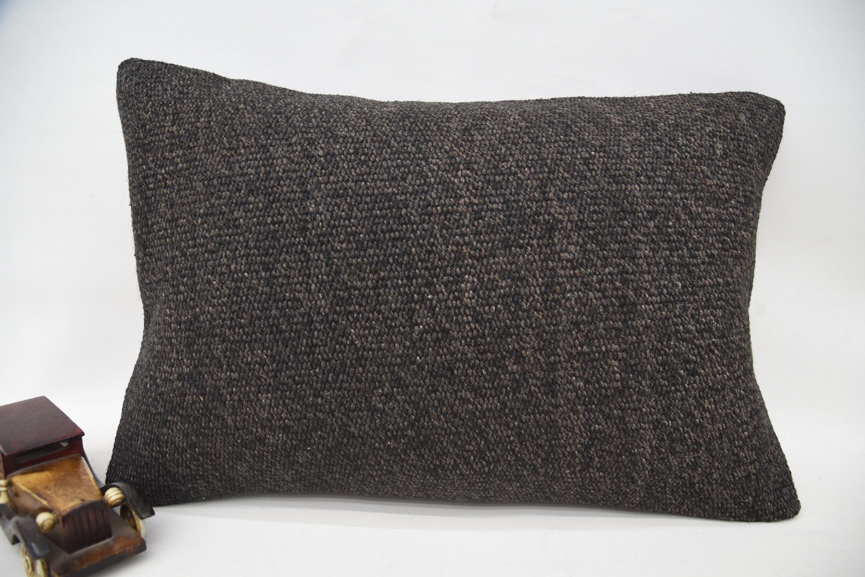 Vintage Pillow, Rustic Pillow, Handmade Kilim Cushion, Interior Designer Pillow, Neutral Pillow, 16"x24" Brown Pillow Case