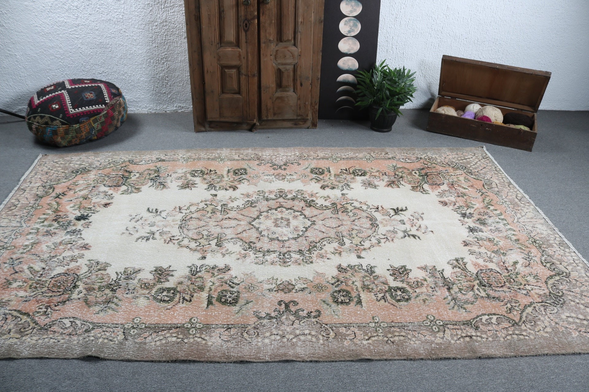 Türk Halısı, Büyük Oushak Halıları, 5,4x9,4 ft Büyük Halılar, Düz Dokuma Halı, Vintage Halılar, Aztek Halısı, Boho Halıları, Turuncu Lüks Halı, Büyük Boho Halısı