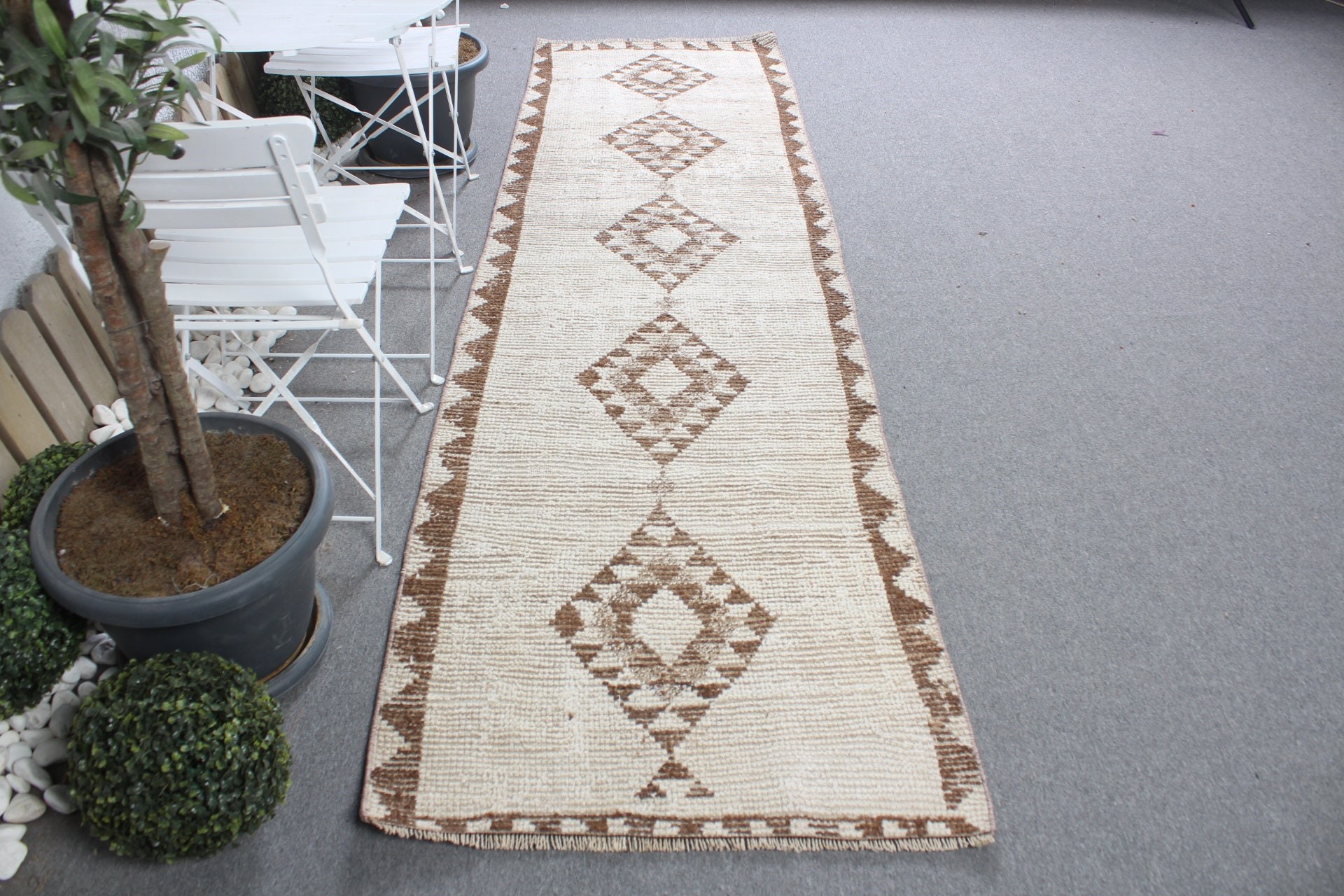 Turkish Rug, Aztec Rug, Rugs for Hallway, Vintage Rugs, 2.8x10 ft Runner Rugs, Antique Rug, Corridor Rugs, Oriental Rugs, Beige Oushak Rugs