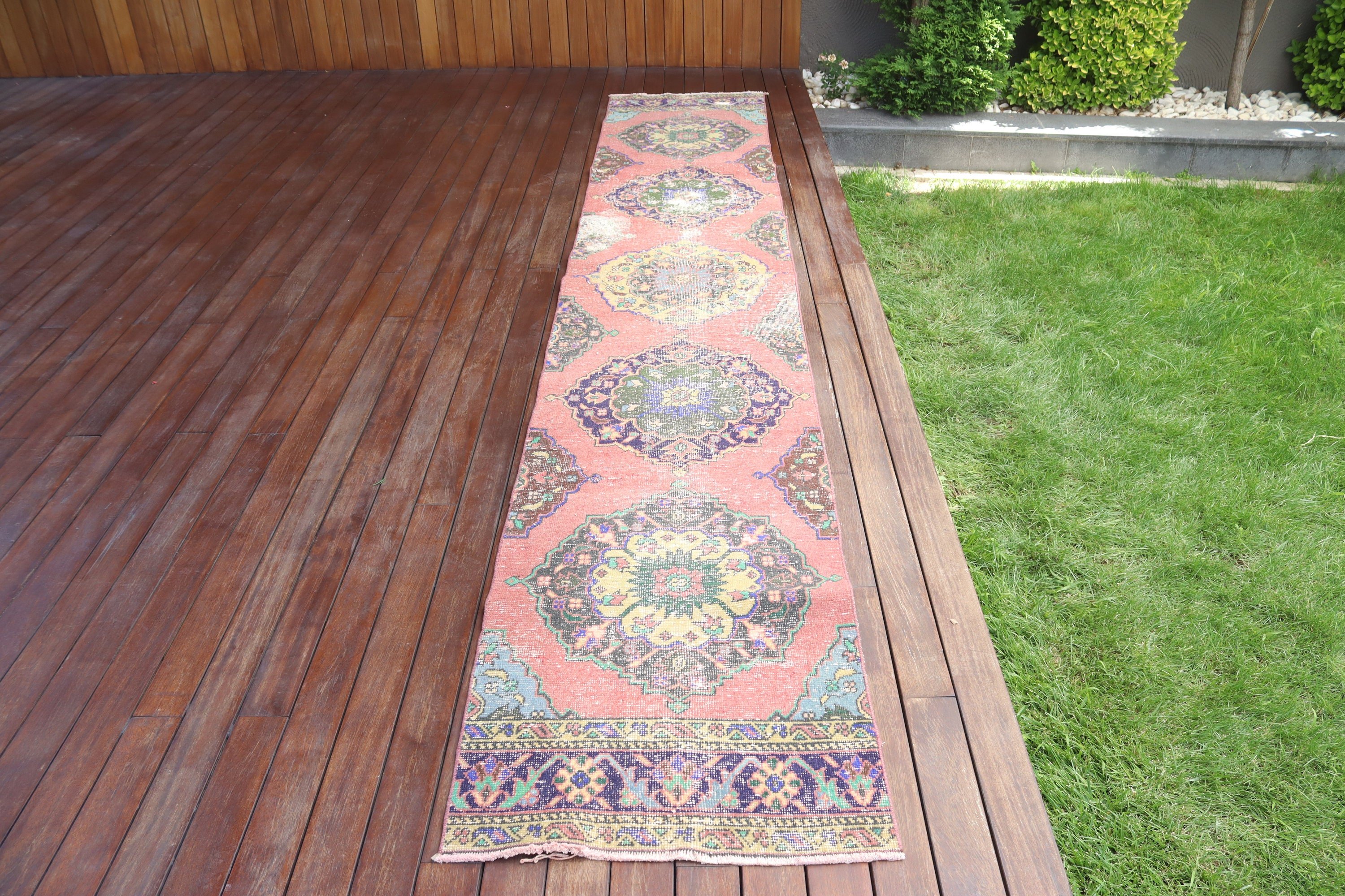 Vintage Runner Halıları, Beni Ourain Runner Halısı, 2.2x13.1 ft Runner Halıları, Türk Halısı, Kırmızı Lüks Halı, Boho Halısı, Vintage Halılar