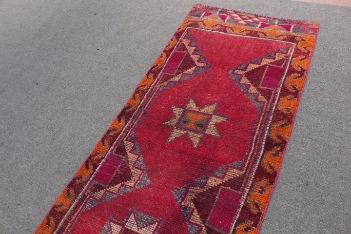 Rugs for Runner, Vintage Rugs, Anatolian Rug, Oushak Rug, Turkish Rugs, Hallway Rug, 3x11.1 ft Runner Rug, Corridor Rug, Pink Kitchen Rug