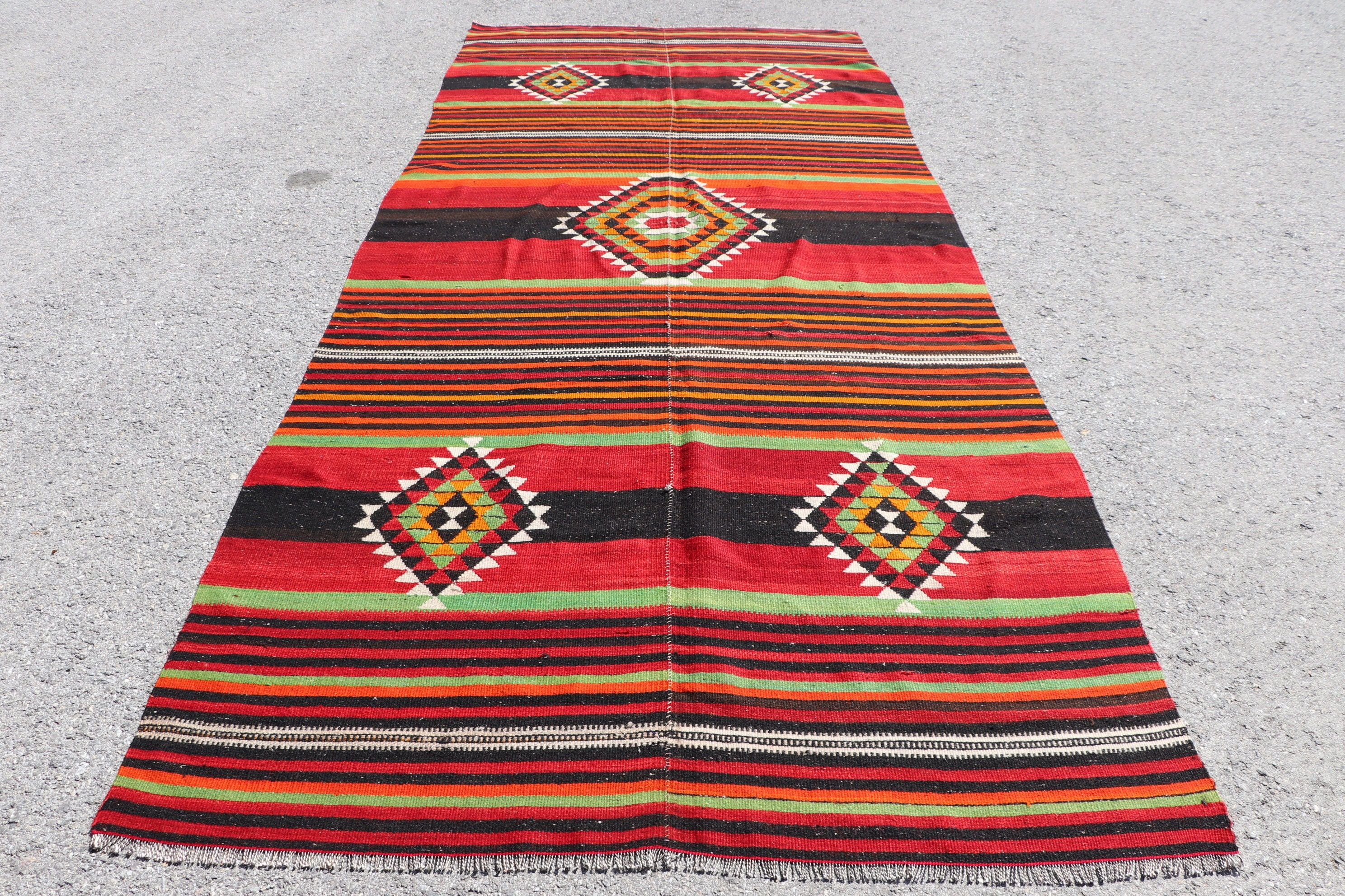 Anatolian Rug, Kilim, Dining Room Rugs, Vintage Rug, Bedroom Rug, Turkish Rug, Red  5.2x12.2 ft Large Rug
