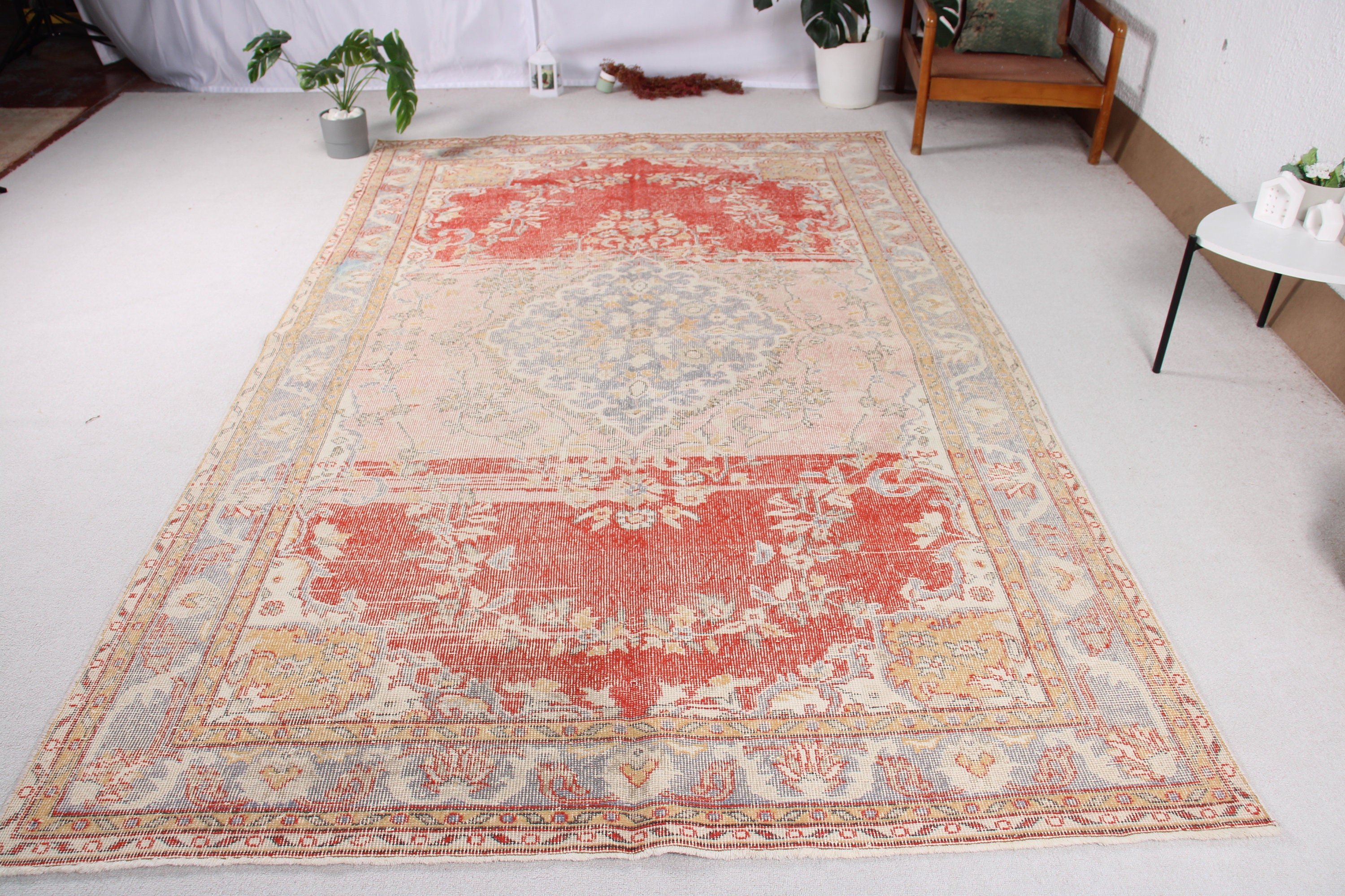 6.1x9.9 ft Large Rug, Vintage Rugs, Home Decor Rug, Bedroom Rugs, Luxury Rugs, Floor Rugs, Red Luxury Rug, Turkish Rug, Salon Rugs