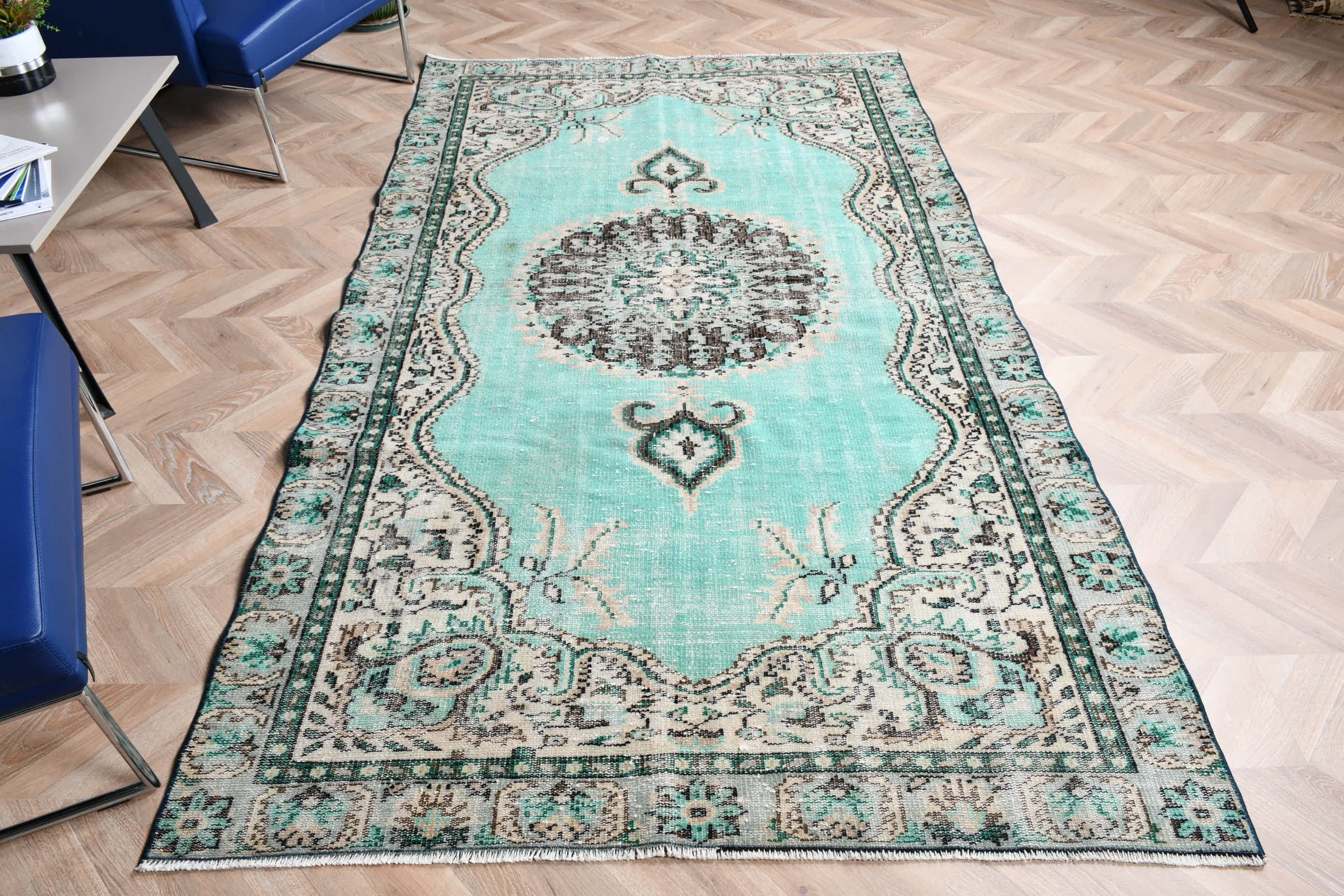 Fas Halıları, Yeşil Fas Halıları, Yer Halıları, Oturma Odası Halısı, Vintage Halı, 4,9x8,7 ft Büyük Halı, Salon Halısı, Sevimli Halı, Türk Halıları