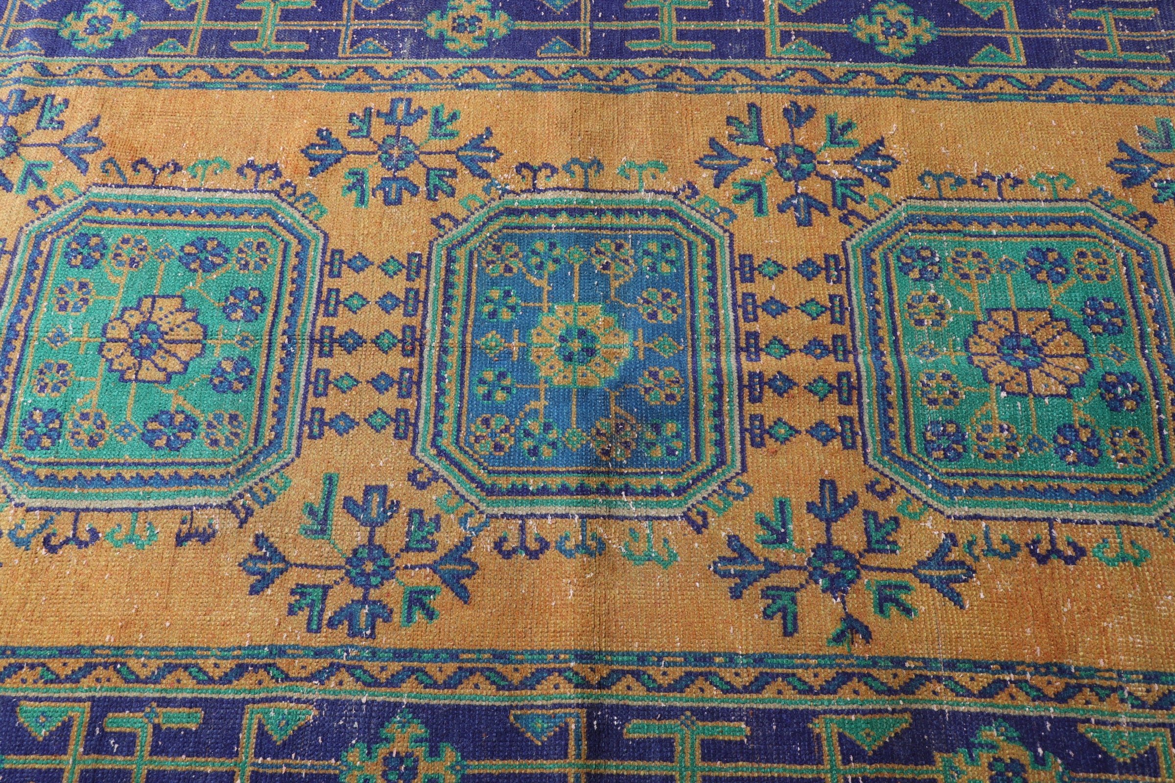 Stair Rug, Oriental Rug, Orange  4.3x11.2 ft Runner Rug, Turkish Rugs, Abstract Rug, Vintage Rug, Hallway Rug