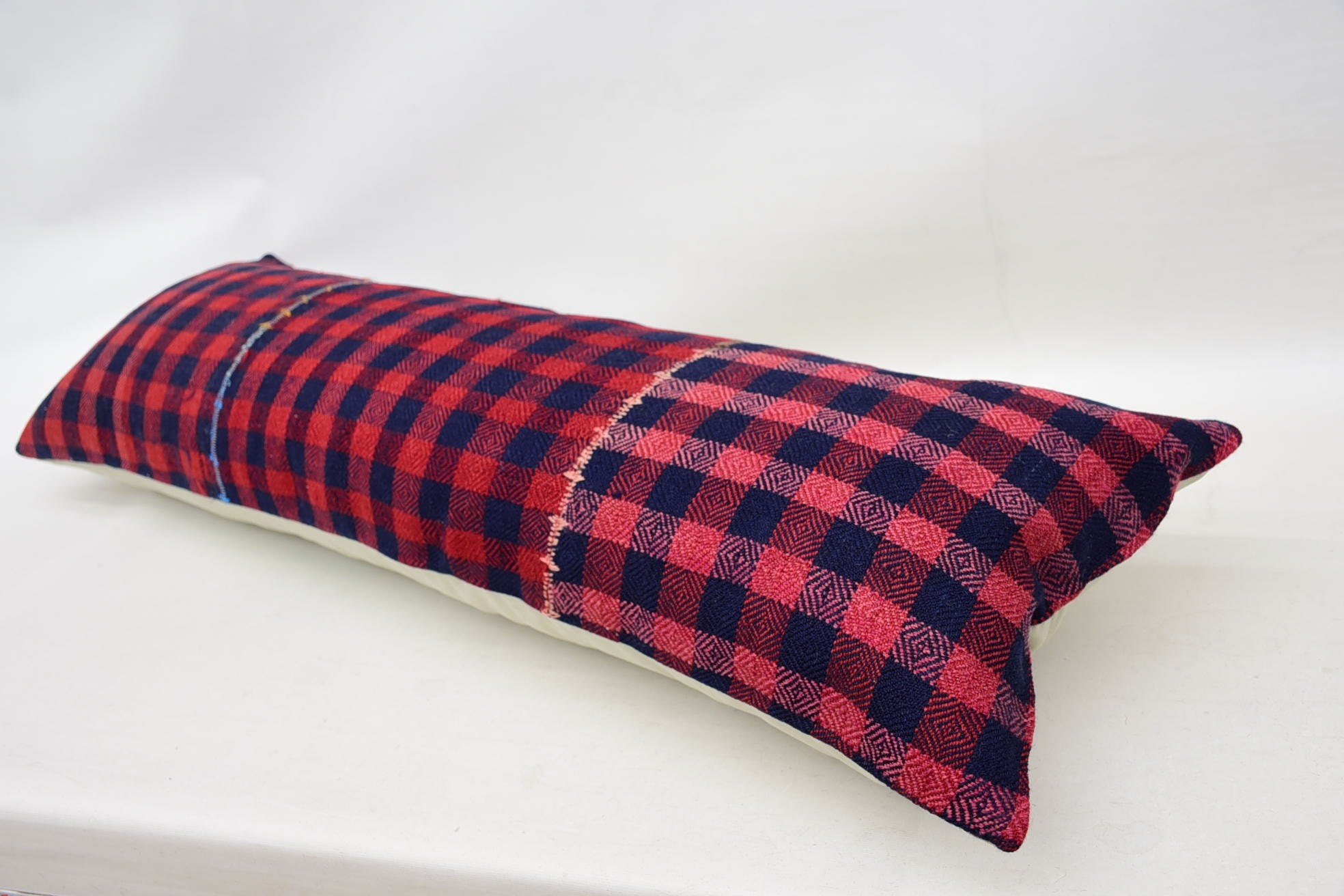 16"x48" Red Cushion Case, Pillow for Couch, Kilim Rug Pillow Sham, Kilim Cushion Sham, Ethnical Kilim Rug Pillow, Couch Pillow Cover