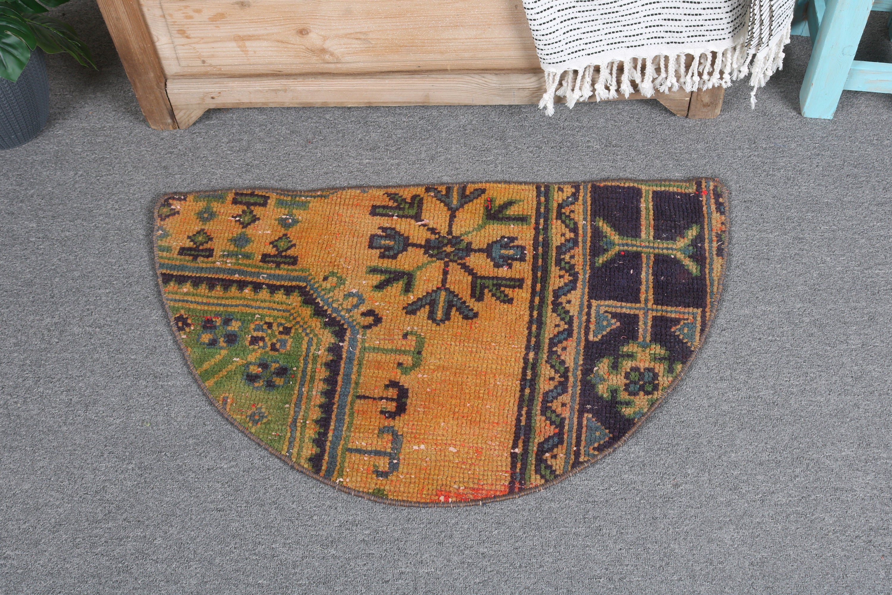 2.5x1.5 ft Small Rugs, Vintage Rug, Kitchen Rug, Cool Rug, Orange Oriental Rug, Turkish Rug, Modern Bath Mat Rug, Door Mat Rugs, Floor Rugs