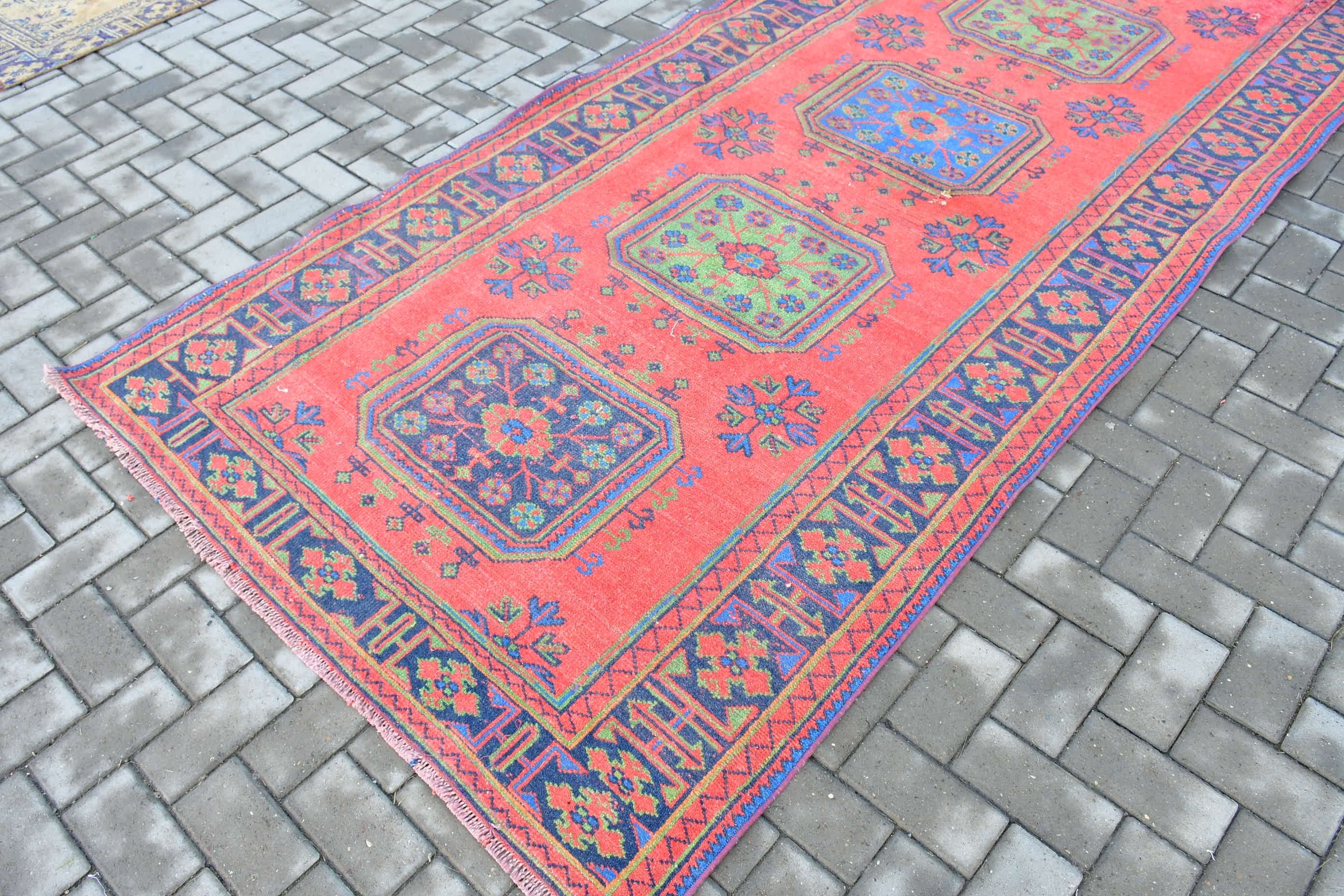 Turkish Rug, Salon Rugs, Floor Rugs, Dining Room Rugs, Vintage Rug, Red Bedroom Rugs, 4.7x11.2 ft Large Rug, Wool Rug, Aztec Rug, Cute Rug