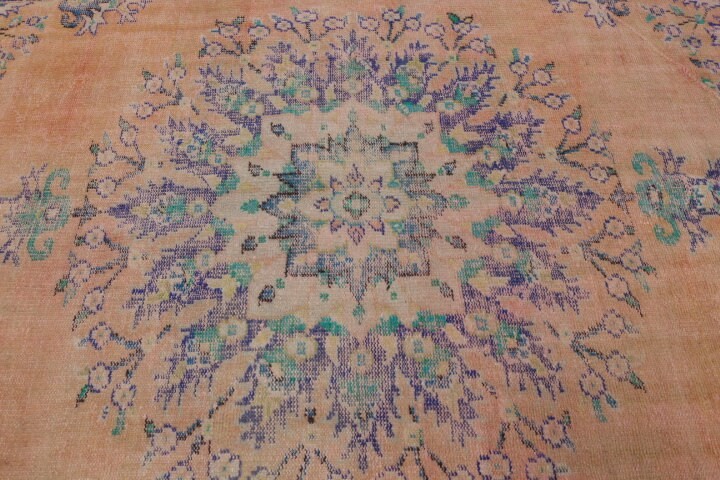 Türk Halısı, Turuncu Soğuk Halı, Oturma Odası Halıları, Vintage Halı, Salon Halısı, 6.6x10.2 ft Büyük Halılar, Antika Halı, Yer Halıları, Yatak Odası Halıları