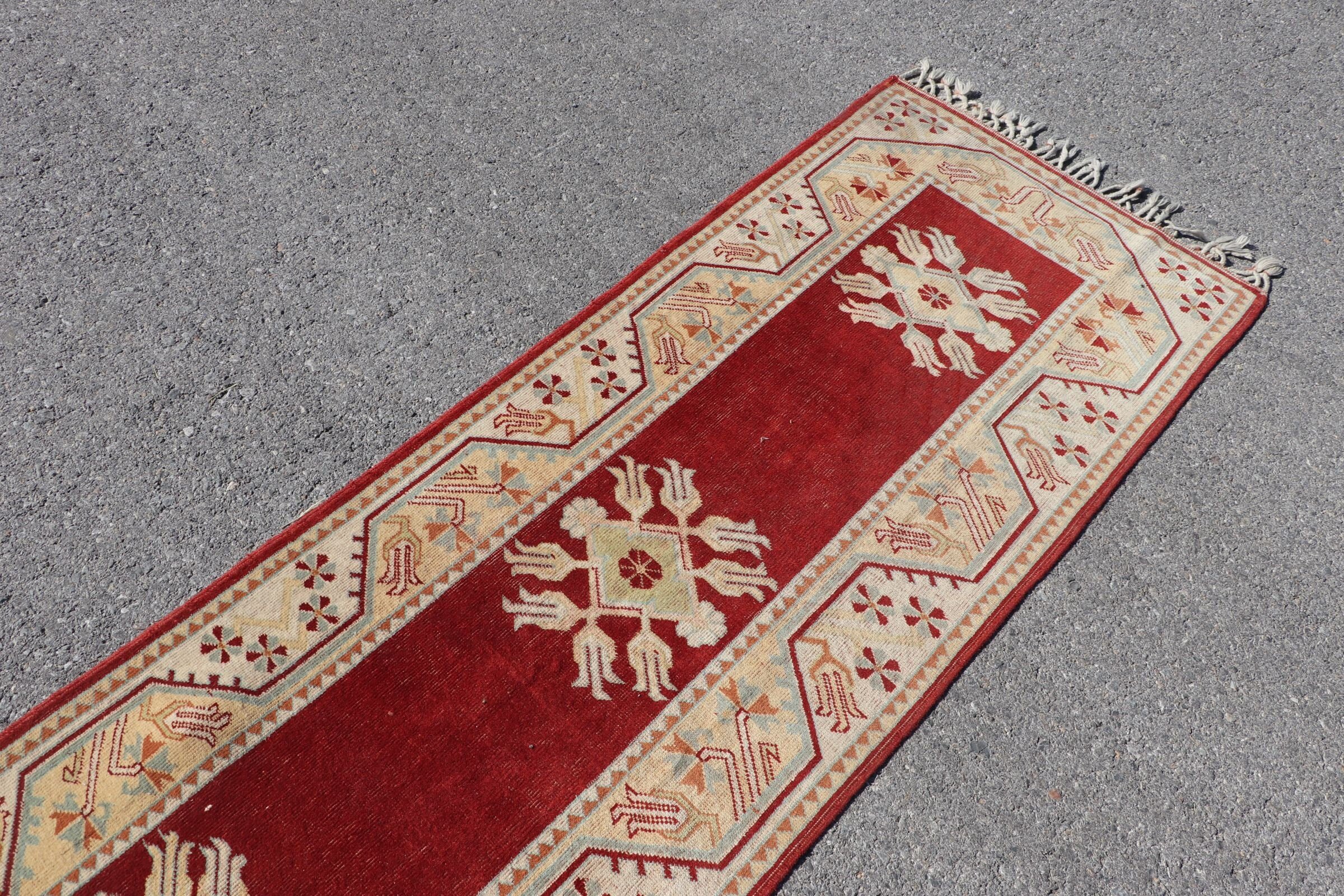 Oriental Rug, Kitchen Rug, Rugs for Corridor, Red Moroccan Rug, Vintage Rug, Turkish Rugs, 2.5x9.3 ft Runner Rug, Stair Rugs, Moroccan Rug