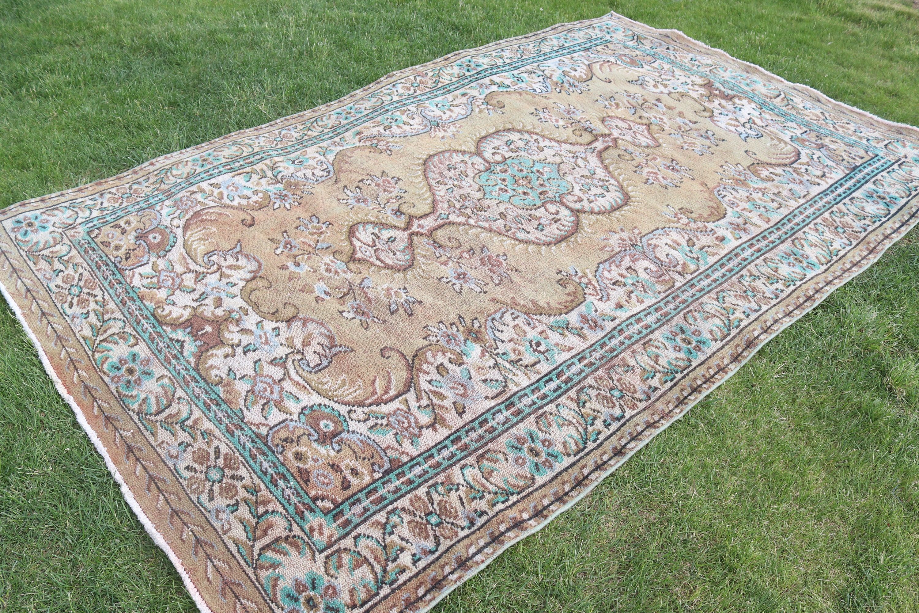 Ev Dekor Halısı, Vintage Halı, Oturma Odası Halısı, 5.9x9.2 ft Büyük Halılar, Bej Anadolu Halıları, Mutfak Halıları, Türk Halıları, Yatak Odası Halısı