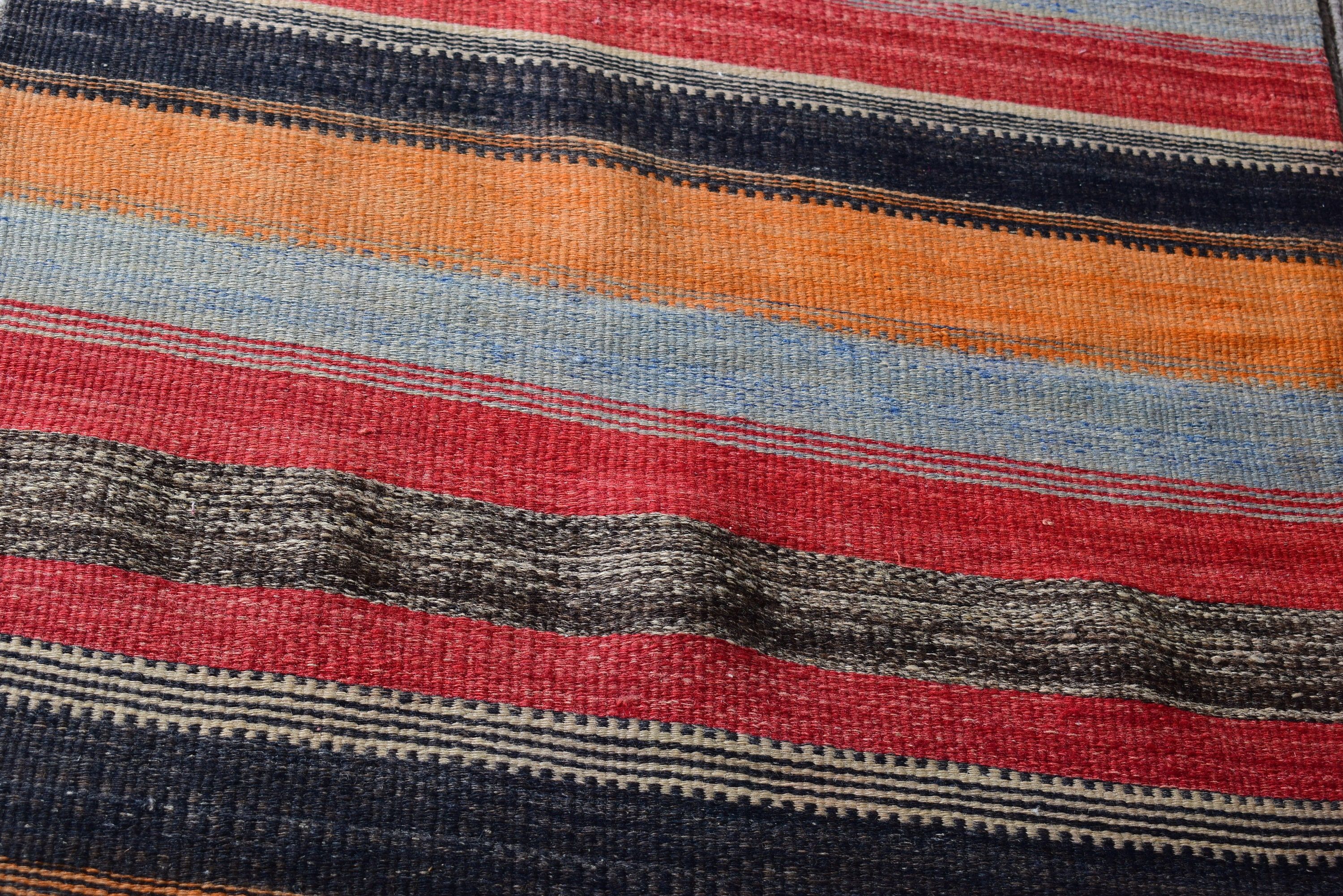 Türk Halıları, Turuncu Boho Halıları, 2,4x7,3 ft Yolluk Halıları, Yün Halıları, Mutfak Halısı, Vintage Halı, Kilim, Uzun Yolluk Halısı