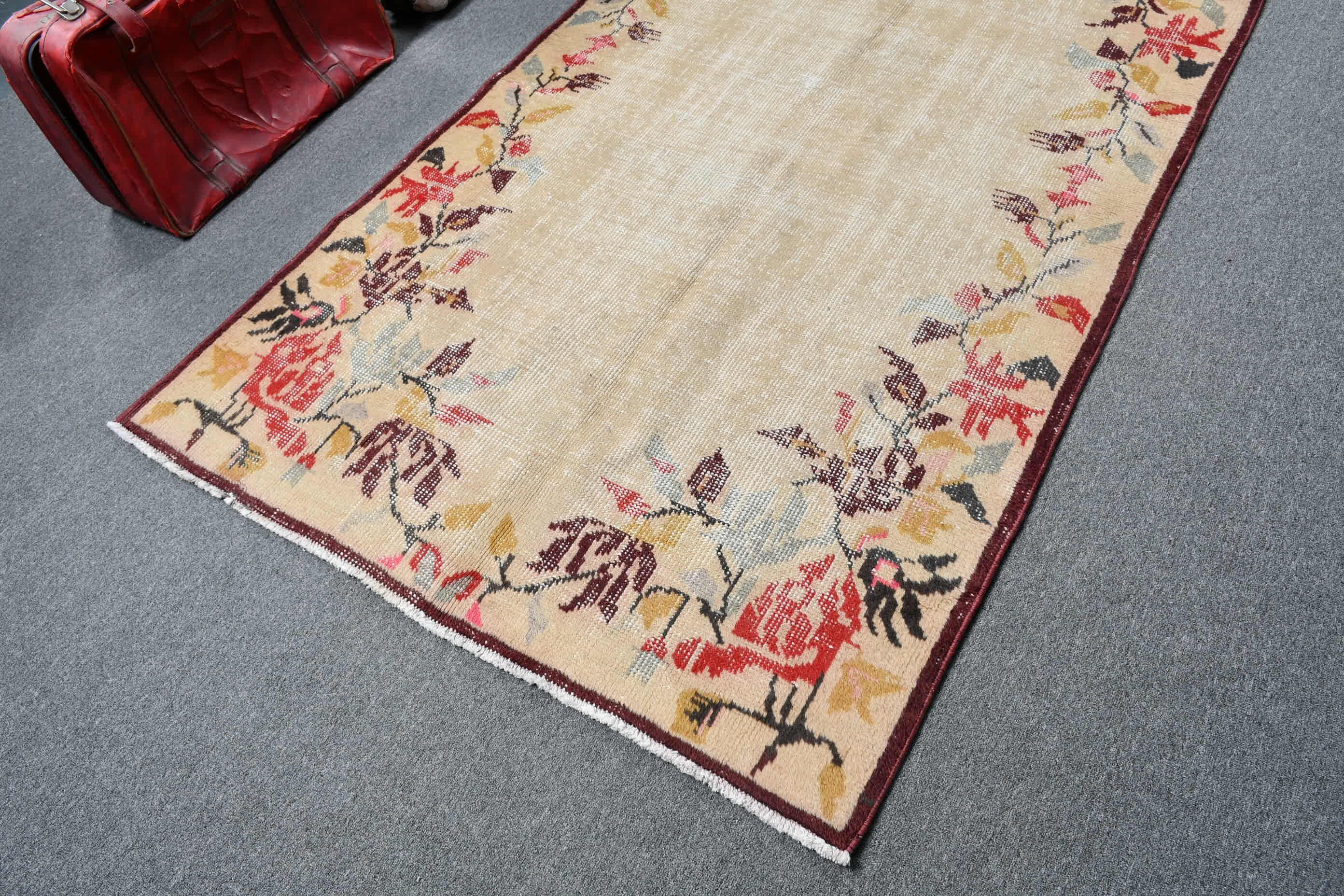 Turkish Rug, Rugs for Nursery, Cool Rugs, Kitchen Rug, Vintage Rug, 4.2x7.4 ft Area Rug, Oushak Rug, Beige Home Decor Rug, Dining Room Rug