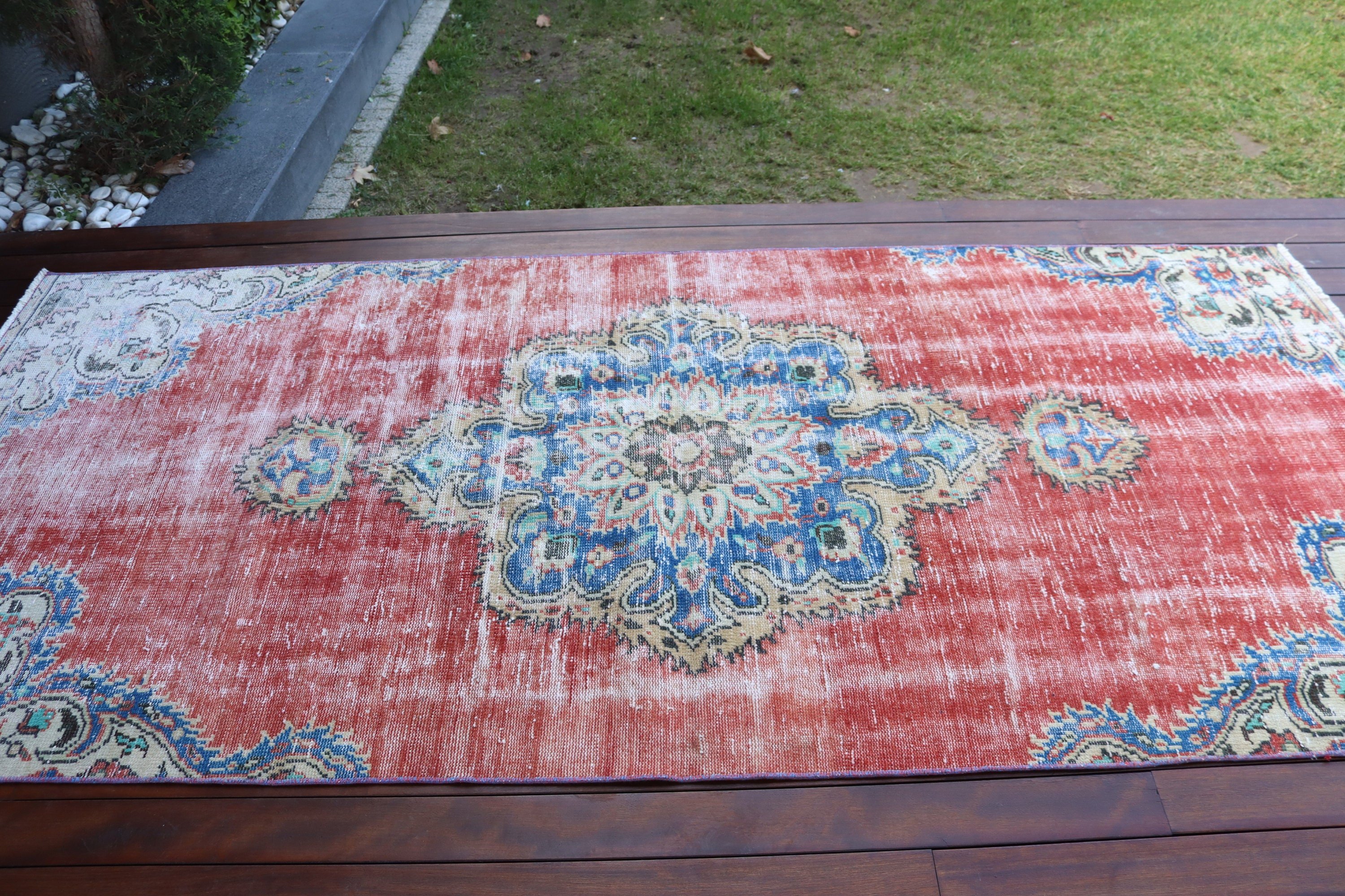 Vintage Halılar, 3,9x8,7 ft Alan Halısı, Boho Halıları, Oushak Alan Halıları, Kırmızı Mutfak Halısı, Vintage Alan Halıları, Mutfak Halısı, Türk Halıları