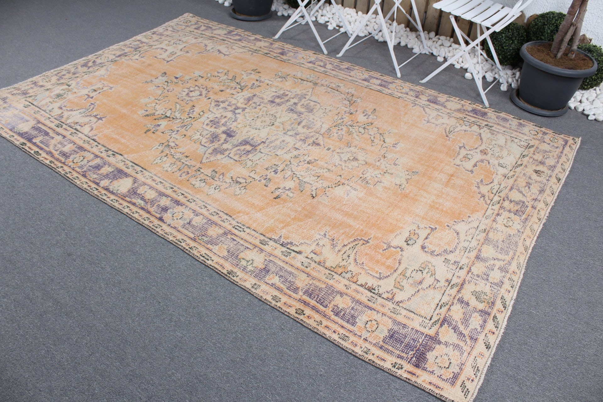 5.8x9.1 ft Large Rug, Turkish Rug, Bedroom Rugs, Pale Rug, Oriental Rug, Orange Moroccan Rug, Rugs for Dining Room, Salon Rugs, Vintage Rug