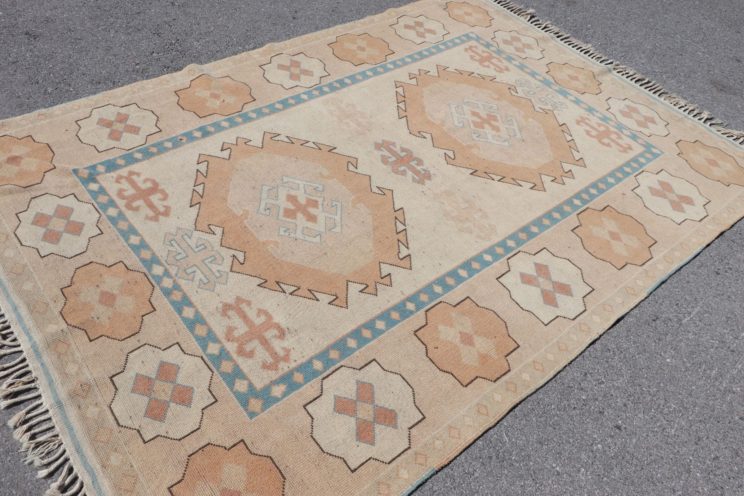 Vintage Rugs, Cute Rug, Turkish Rugs, Beige Oriental Rug, Bedroom Rug, Kitchen Rug, 5.8x8.3 ft Large Rug, Living Room Rug, Floor Rugs