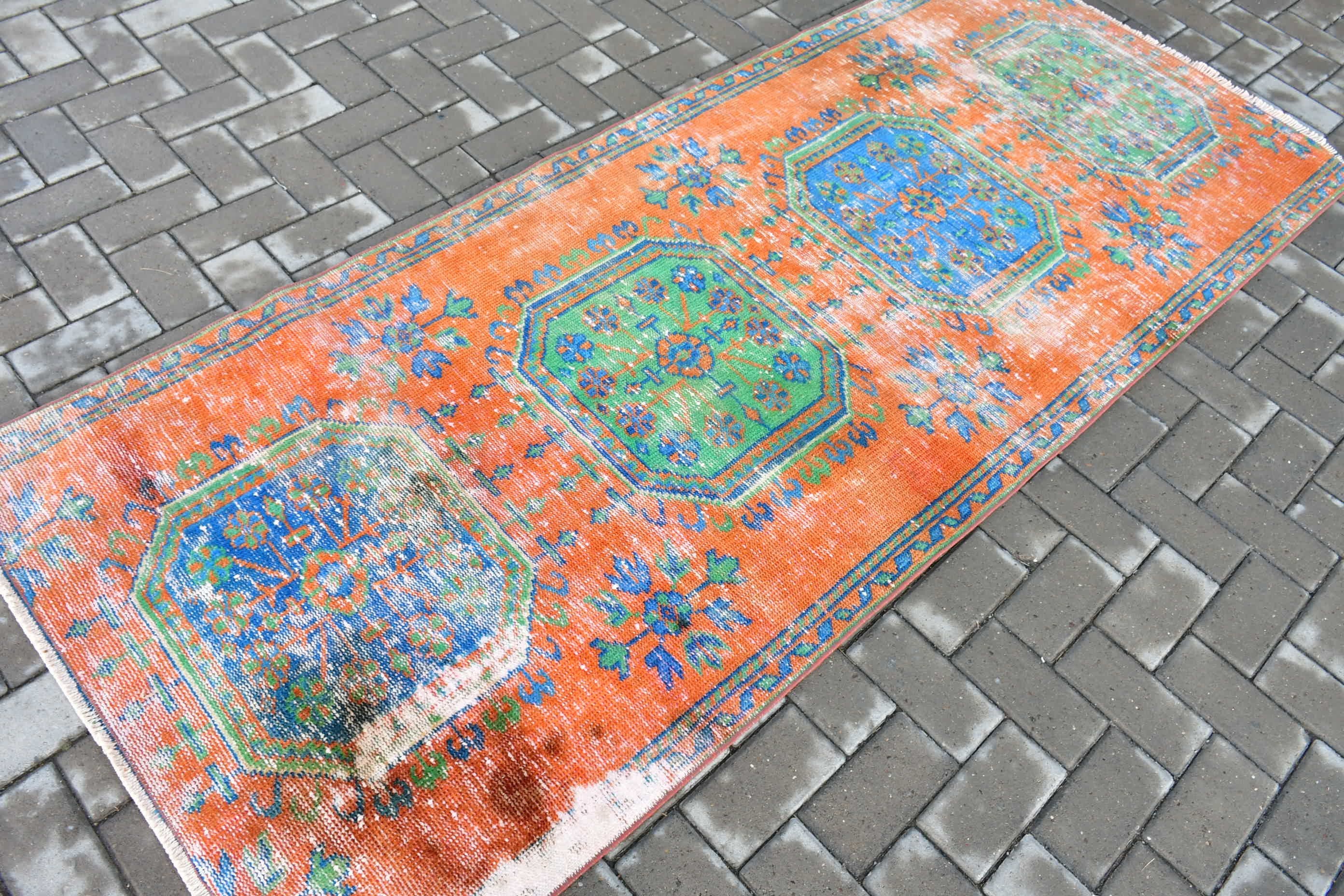 Living Room Rug, Outdoor Rug, Orange Anatolian Rug, Nursery Rug, 3.2x7.9 ft Area Rugs, Vintage Rug, Wool Rug, Turkish Rug, Moroccan Rug