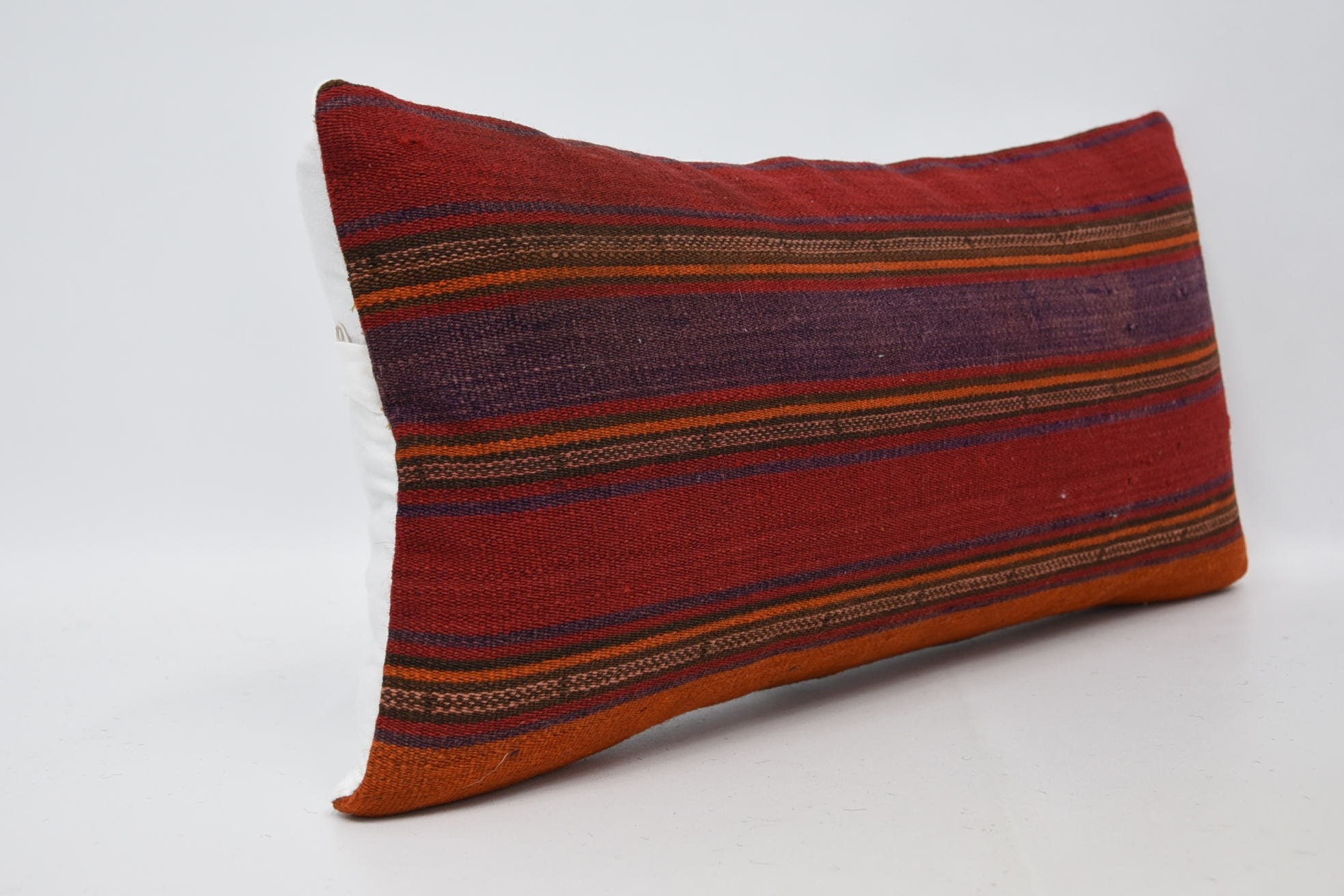 Vintage Kilim Pillow, Pillow for Sofa, Home Decor Pillow, 12"x24" Red Cushion Case, Farmhouse Cushion Cover, Ikat Pillow Sham