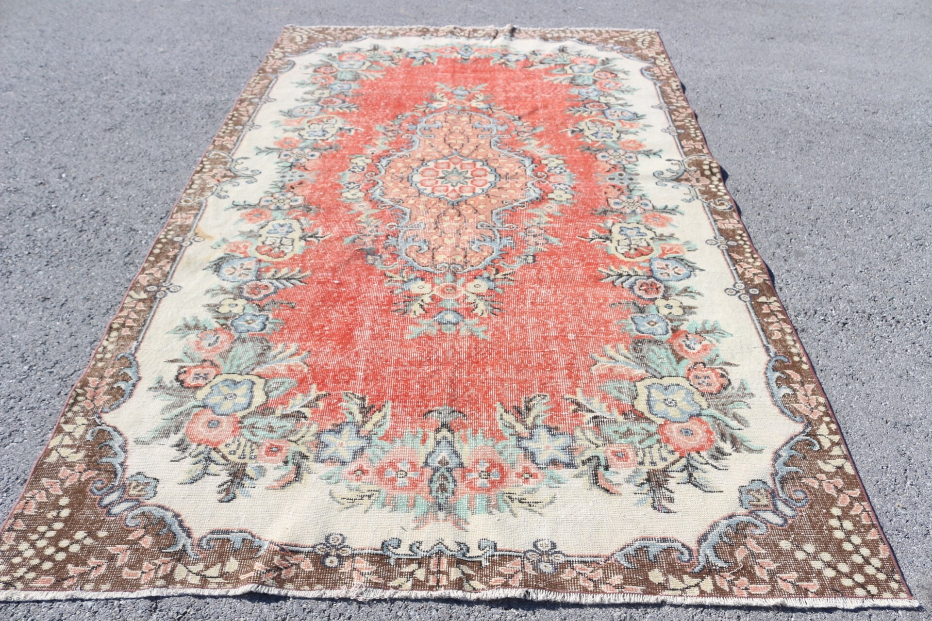 Mutfak Halısı, Türk Halısı, Oturma Odası Halıları, Salon Halısı, Kırmızı Yün Halı, Yemek Odası Halısı, 6x10 ft Büyük Halı, Antika Halılar, Vintage Halı